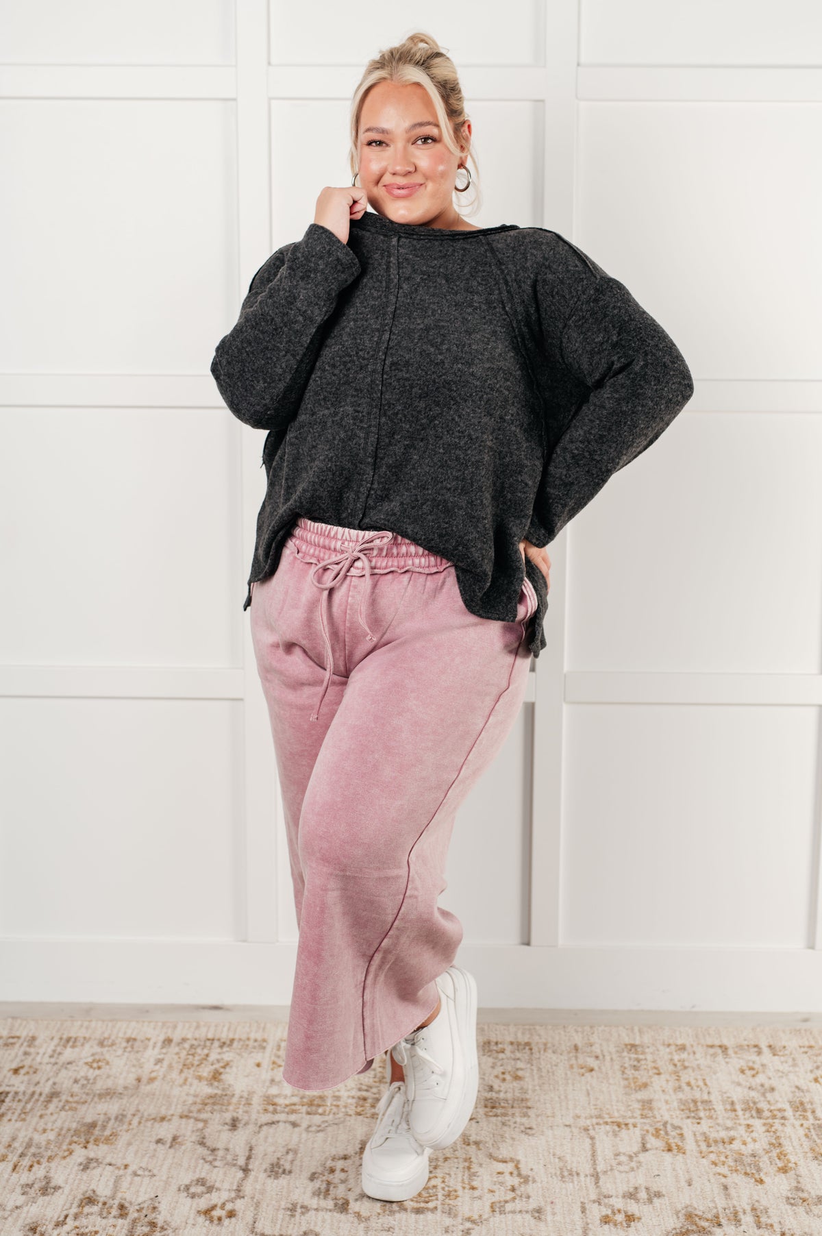 In or Out Wide Leg Cropped Pants in Light Rose - 12/18/2024