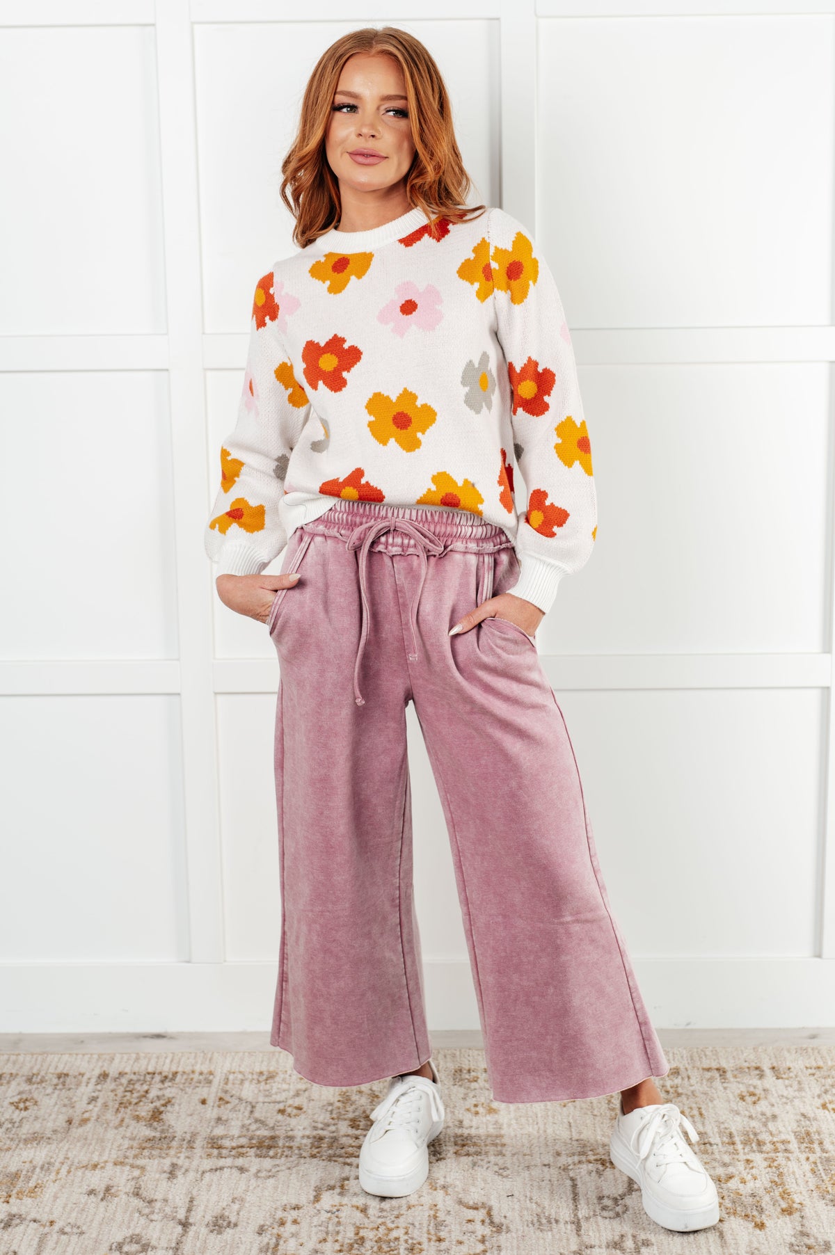 In or Out Wide Leg Cropped Pants in Light Rose - 12/18/2024