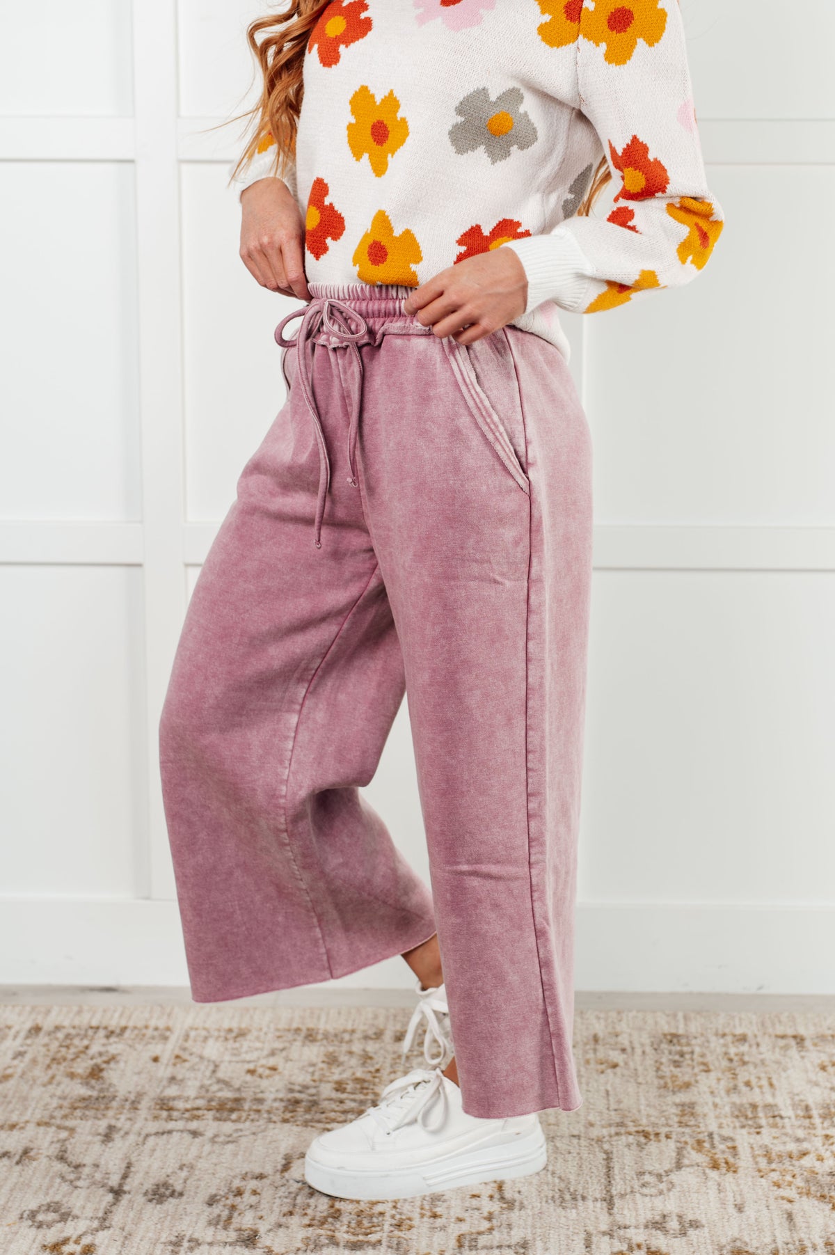 In or Out Wide Leg Cropped Pants in Light Rose - 12/18/2024