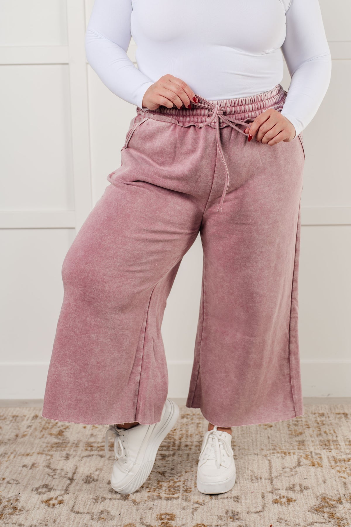 In or Out Wide Leg Cropped Pants in Light Rose - 12/18/2024