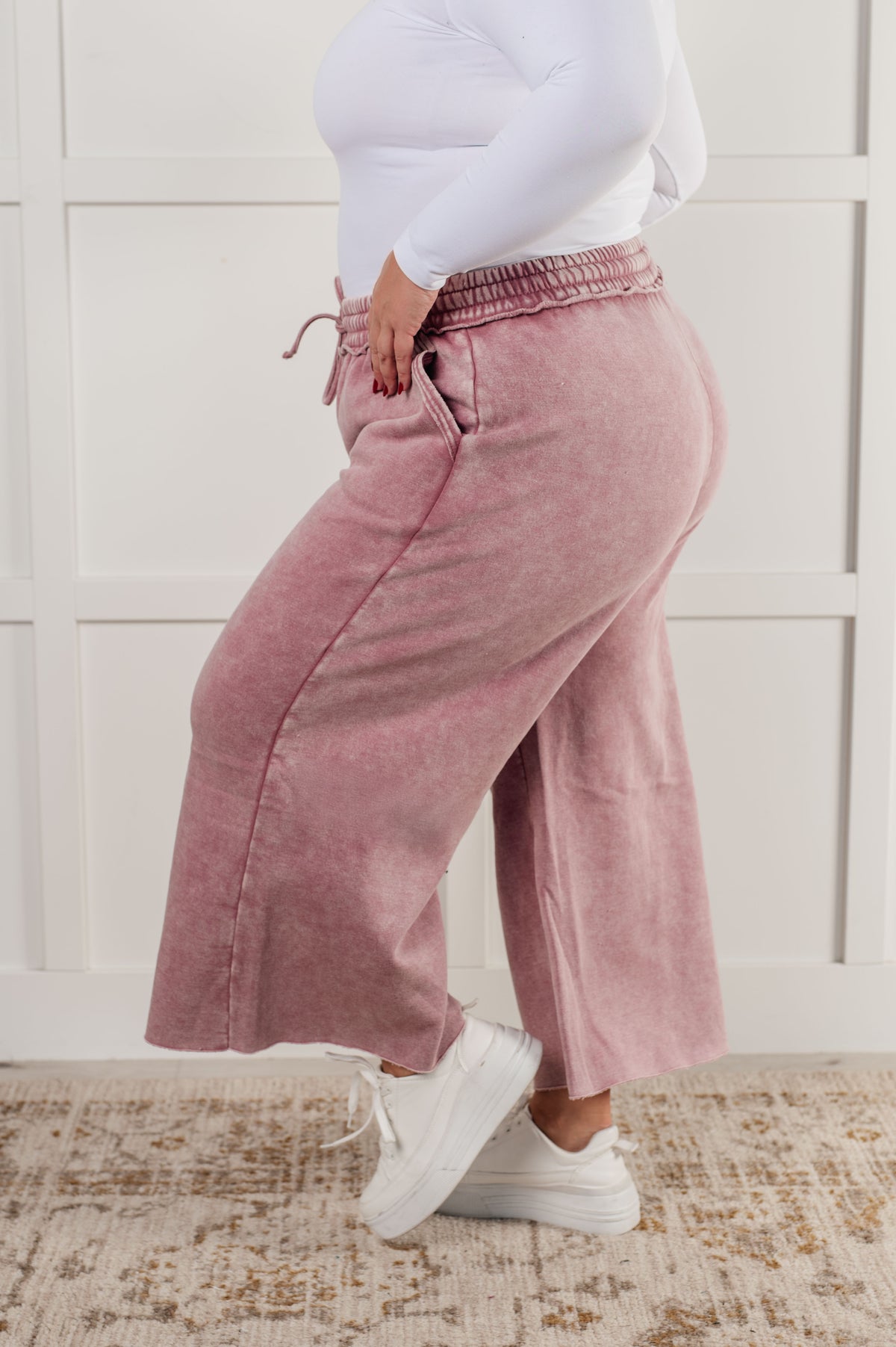 In or Out Wide Leg Cropped Pants in Light Rose - 12/18/2024