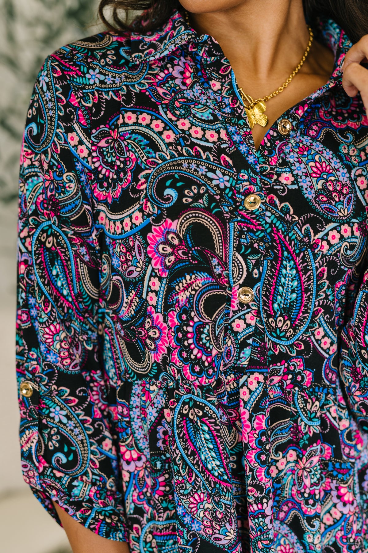 Inspire Collared Dress in Black and Cool Paisley - 2/6/2026