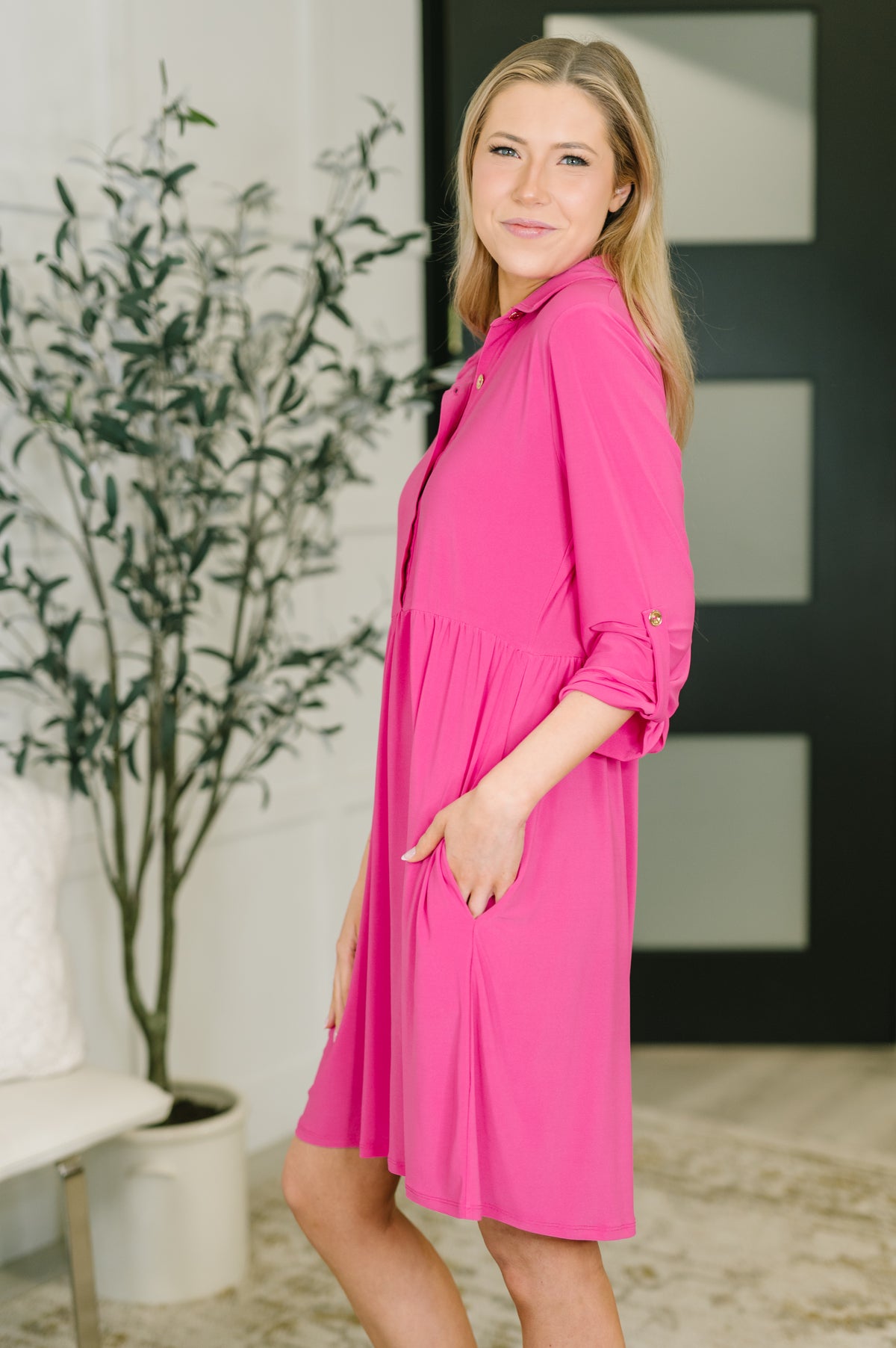 Inspire Collared Neck Dress in Runway Pink - 2/13/2026