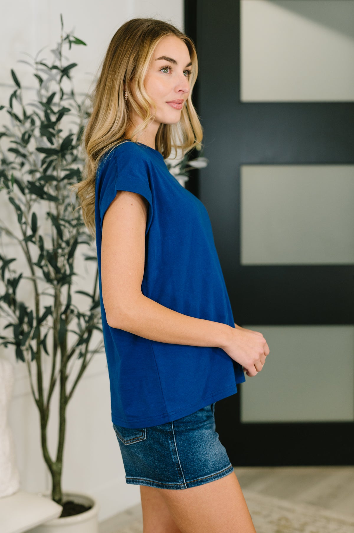 It Starts Here Basic Rolled Sleeve Tee in Lt Navy - 1/21/2026