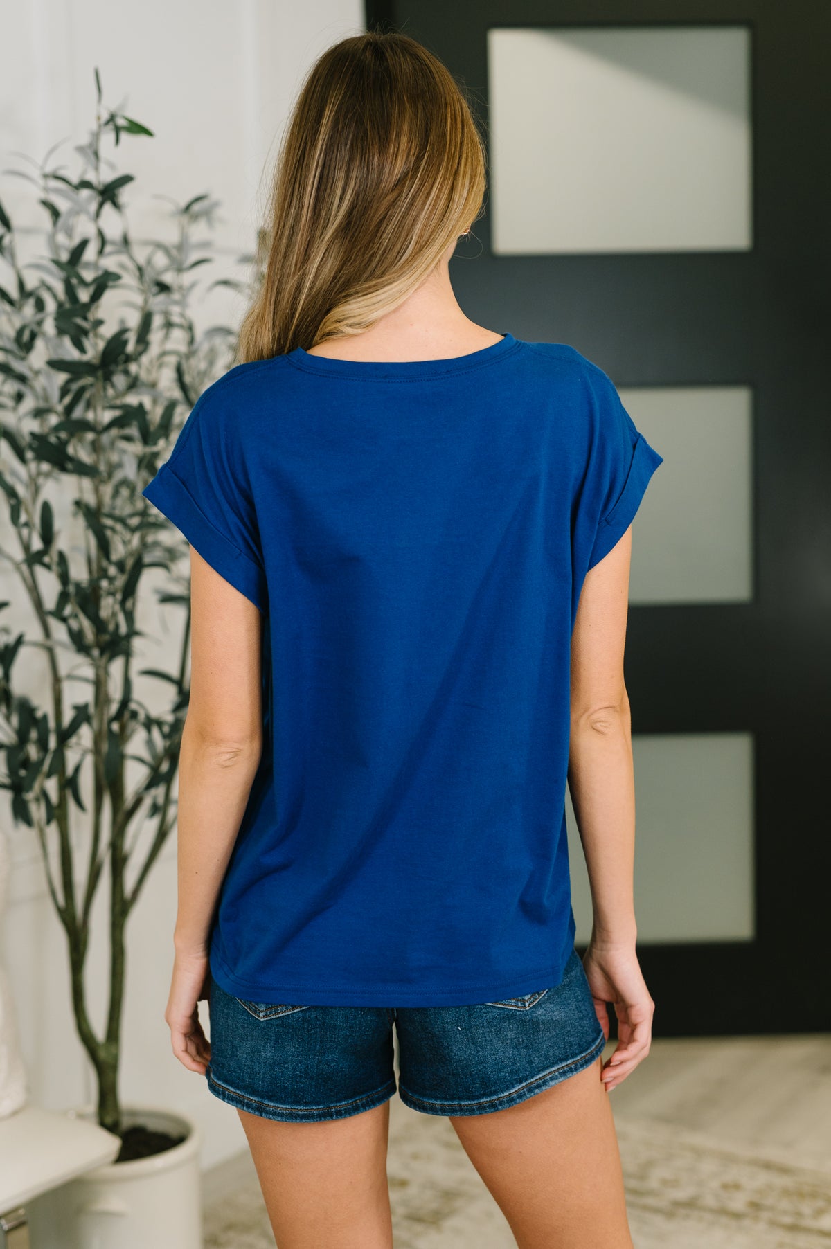 It Starts Here Basic Rolled Sleeve Tee in Lt Navy - 1/21/2026