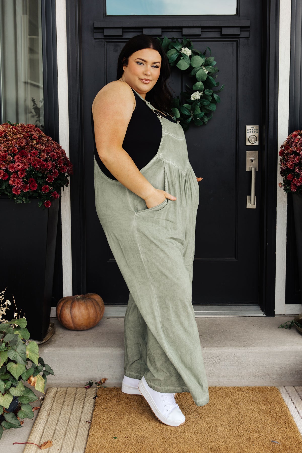 It's A Vibe Mineral Wash Wide Leg Overalls - 10/12/2023