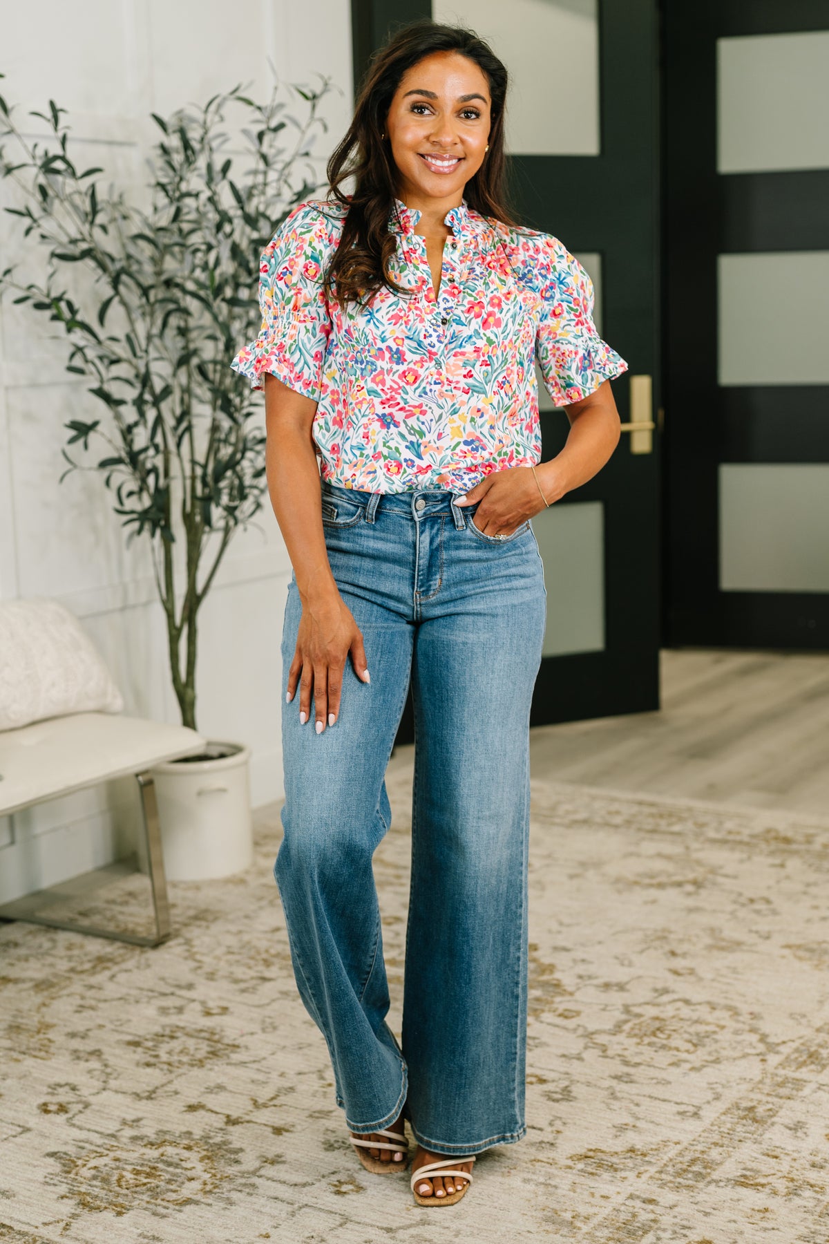 It's Been a Day Split Neck Blouse - 6/23/2026