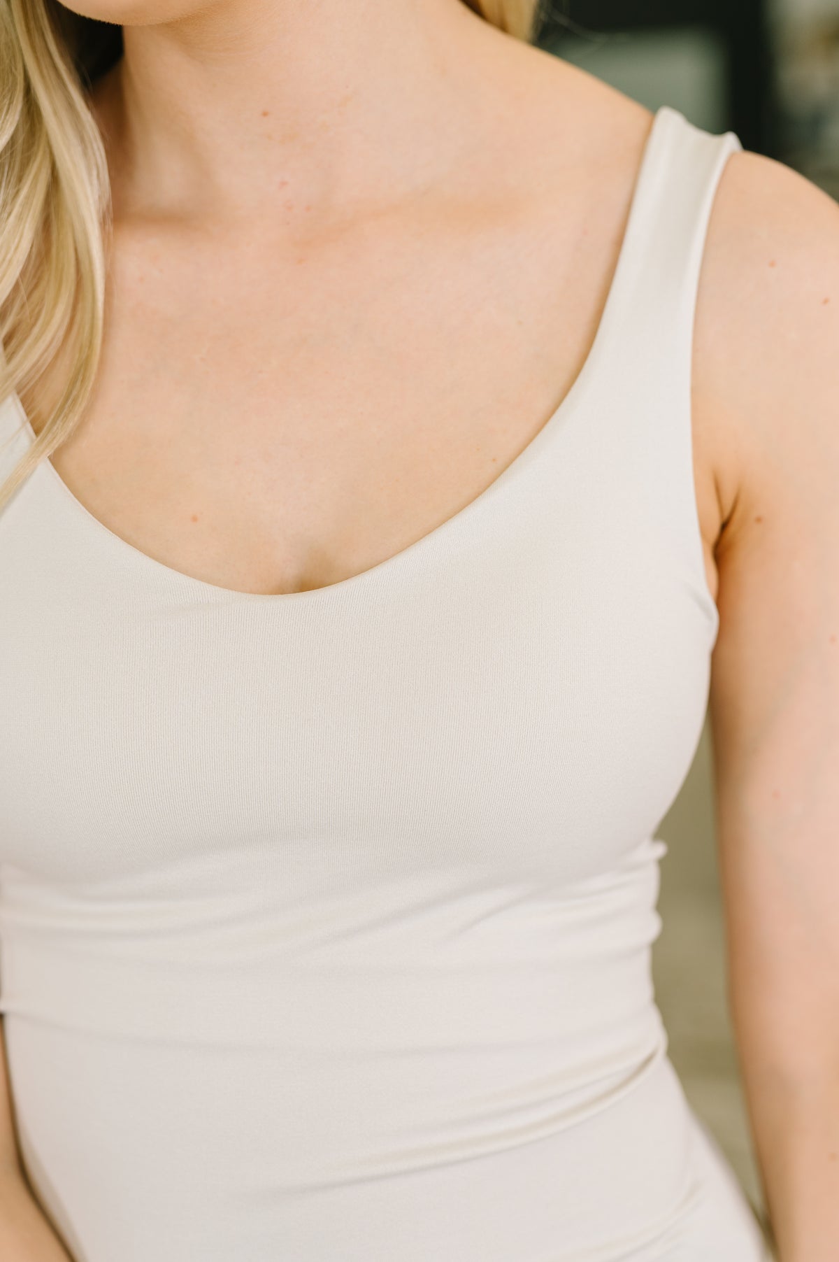 It's the Simple Things Scoop Neck Tank in Sand Beige - 8/28/2026