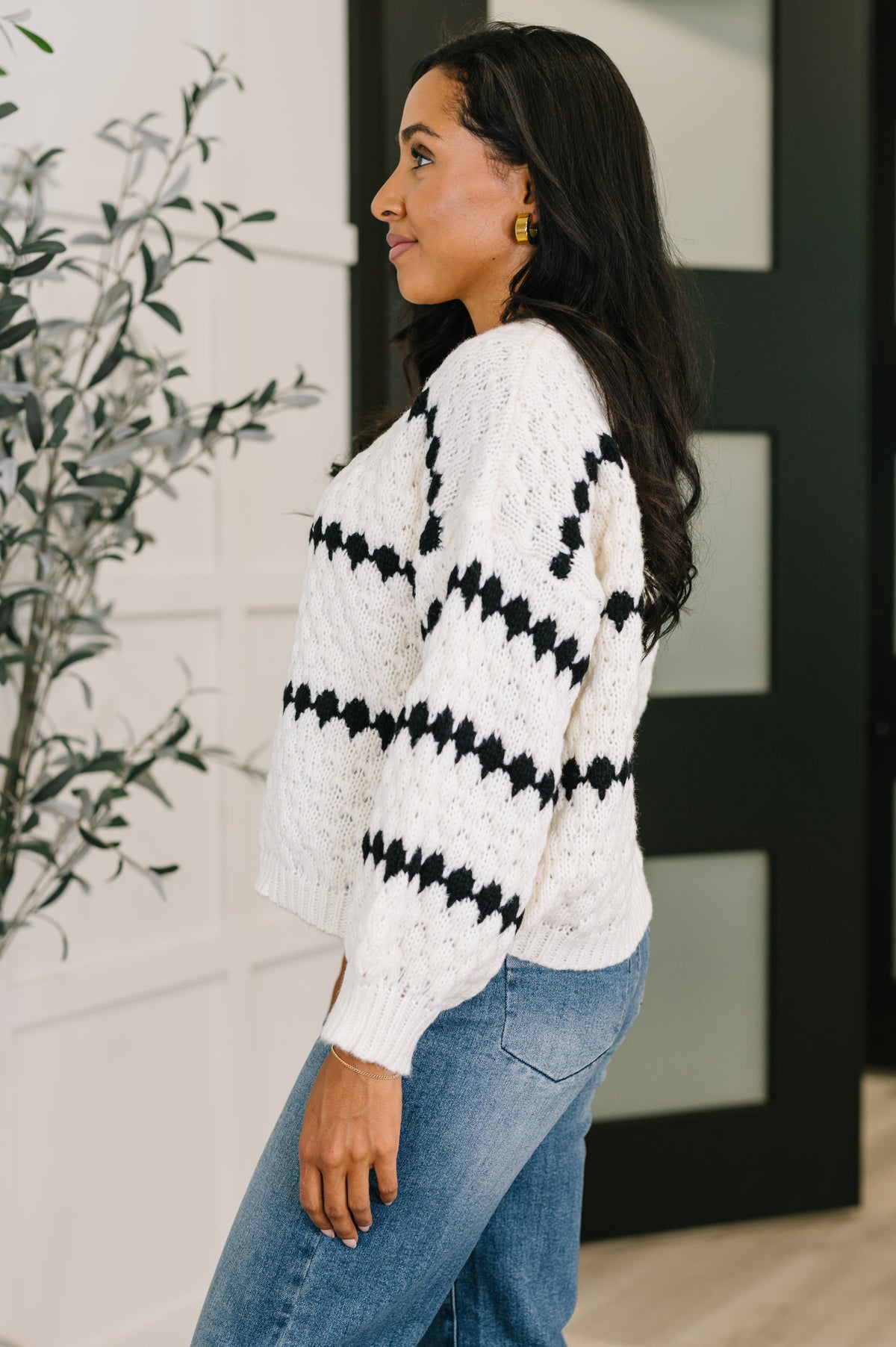 Ivy Lane Textured Sweater in White and Black - 10/21/2025