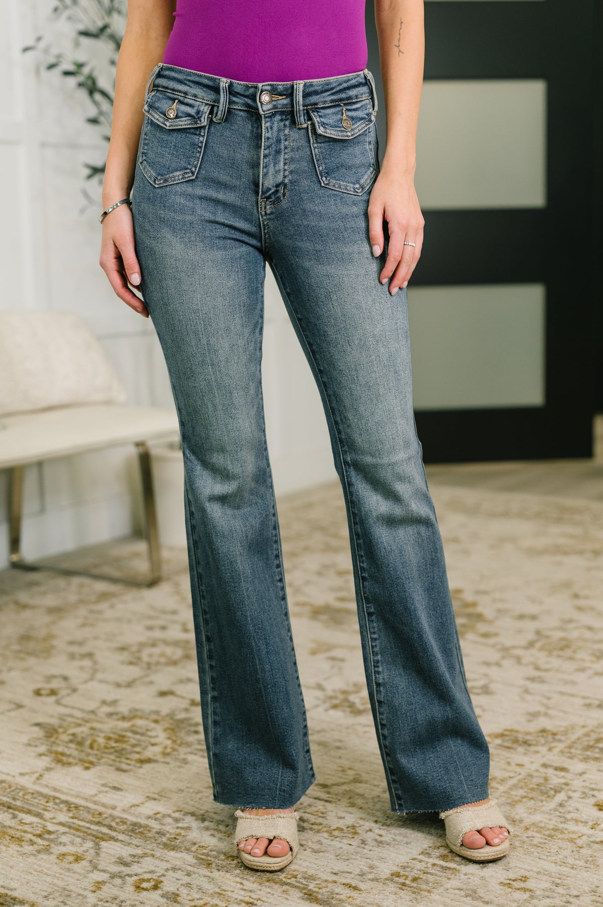 Jackie Mid Rise Flare Jean with Front Flap Pockets - 5/13/2026 NEW