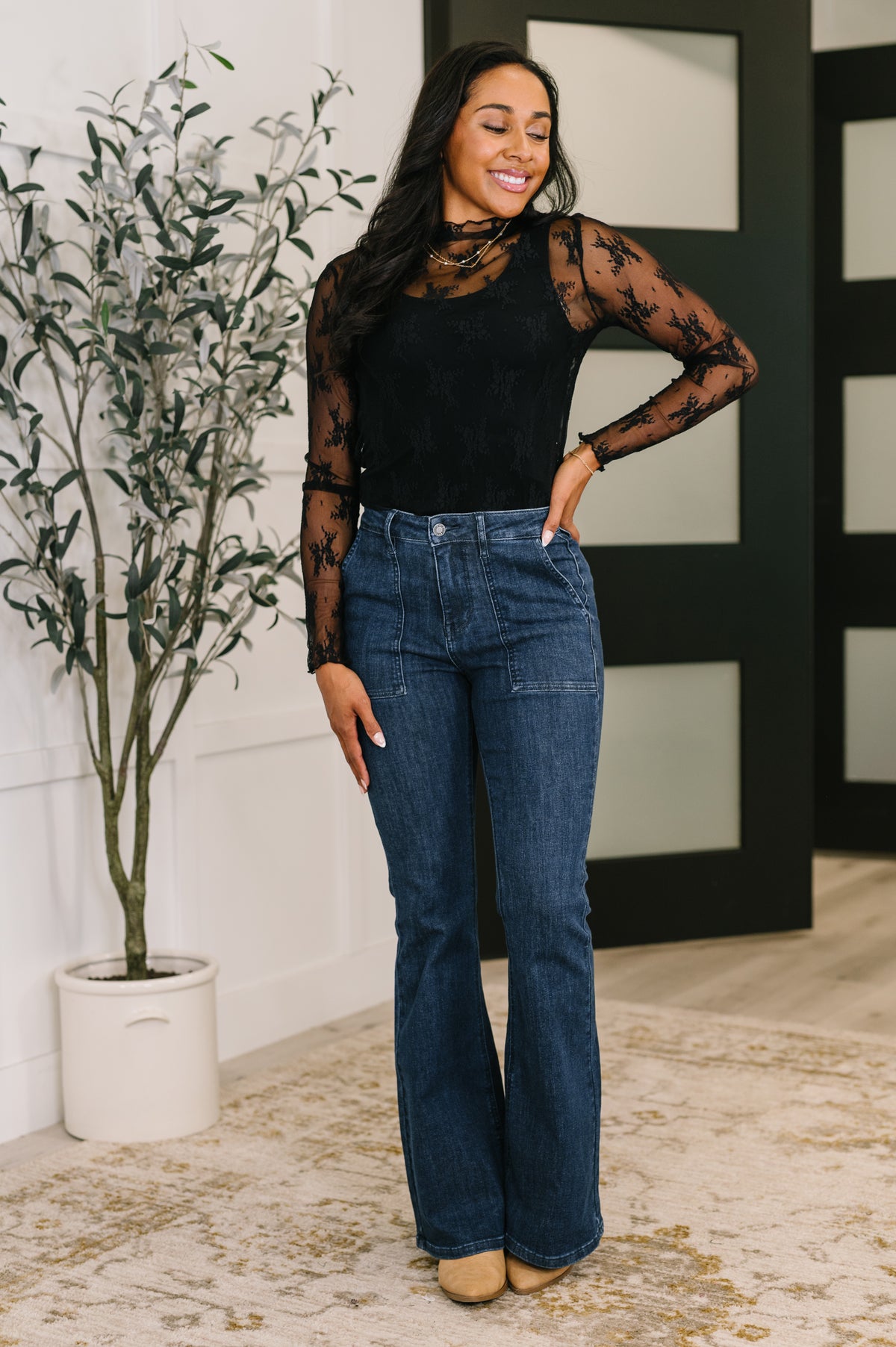 Jada High Waist Flare with Patch Pockets - 10/8/2025