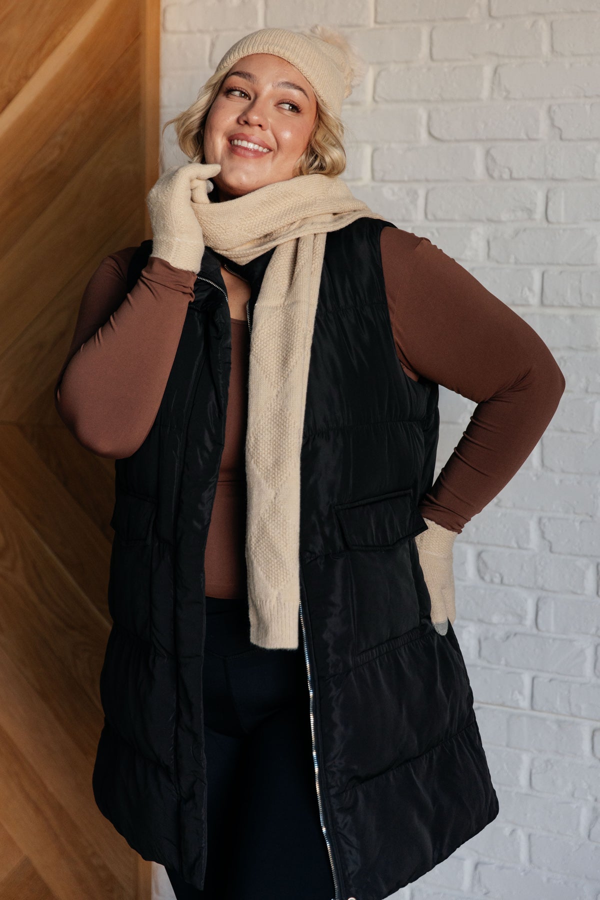 Jane Frost Beanie, Glove, and Scarf Set in Beige - 12/4/2024