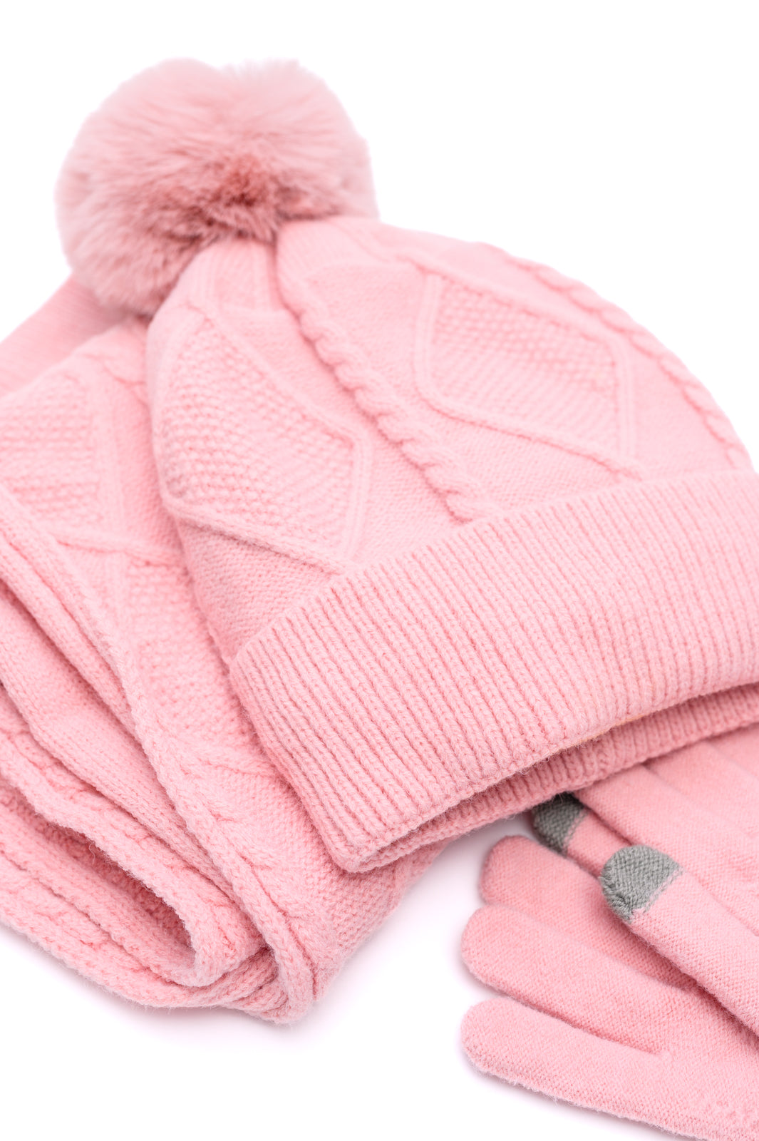 Jane Frost Beanie, Glove, and Scarf Set in Pink - 12/4/2024