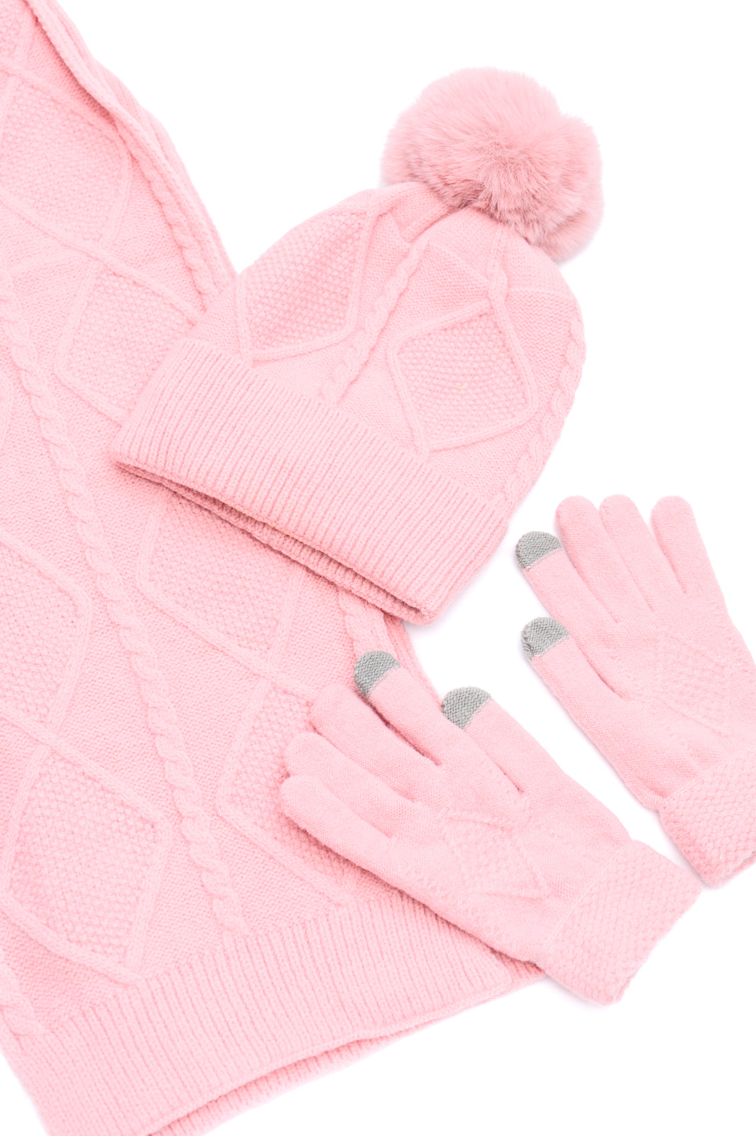 Jane Frost Beanie, Glove, and Scarf Set in Pink - 12/4/2024