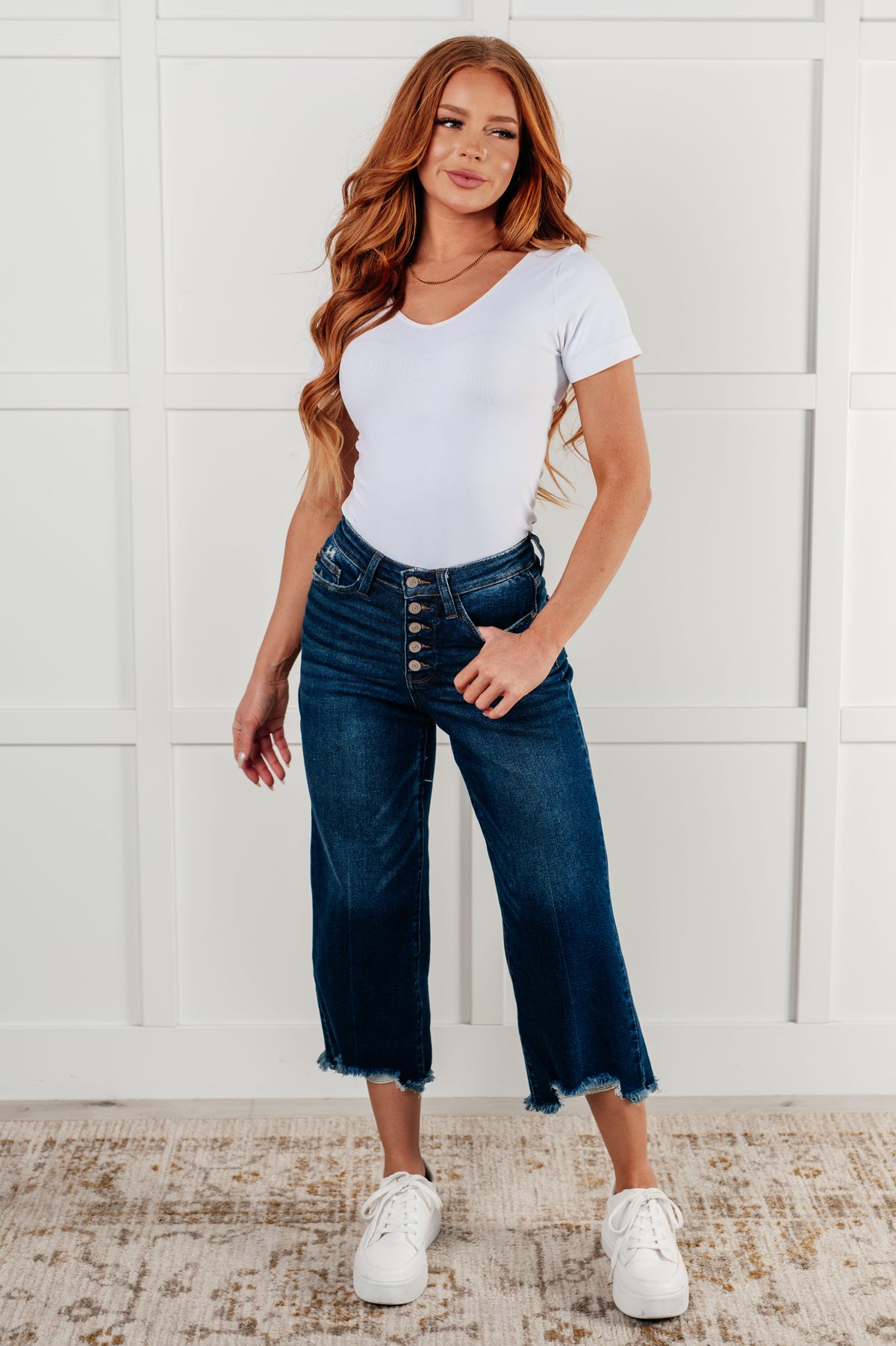 Janice High Rise Button Fly Wide Leg Crop Jeans - 12/4/2024