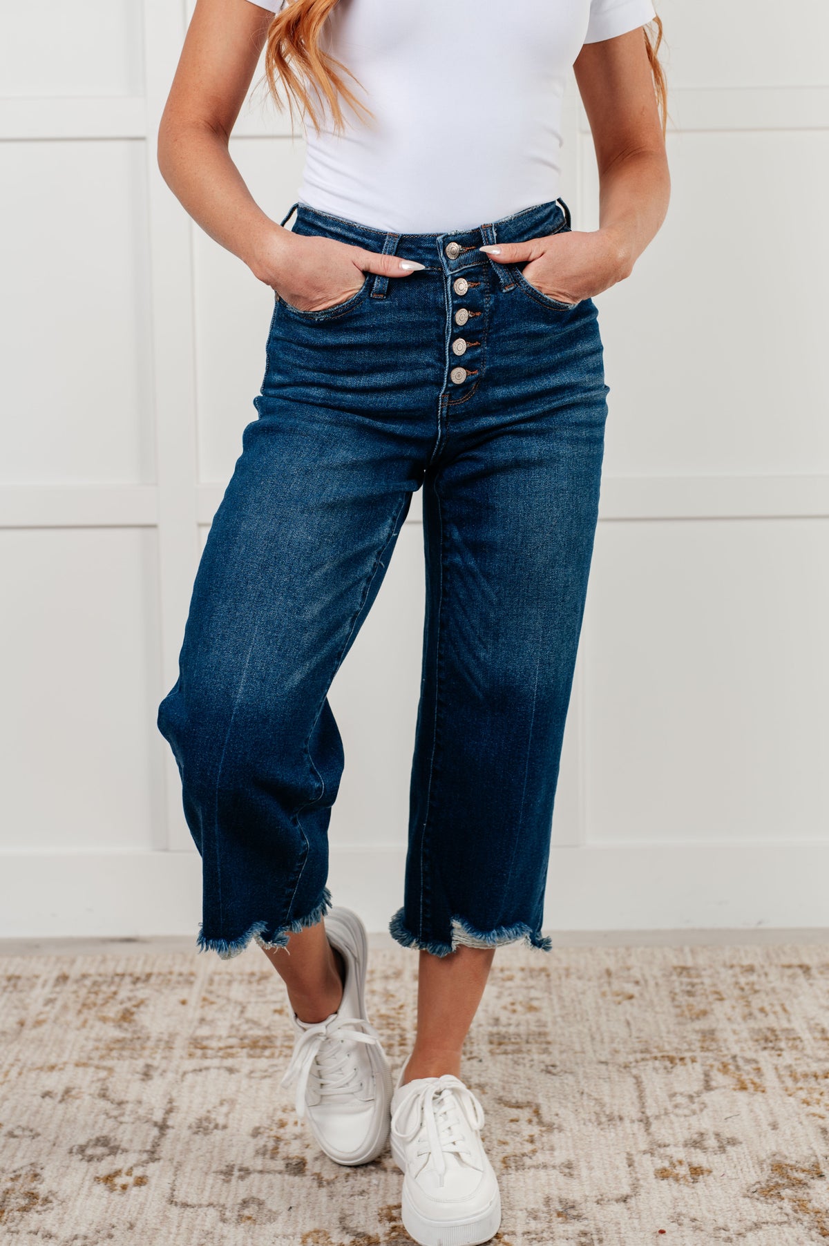 Janice High Rise Button Fly Wide Leg Crop Jeans - 12/4/2024