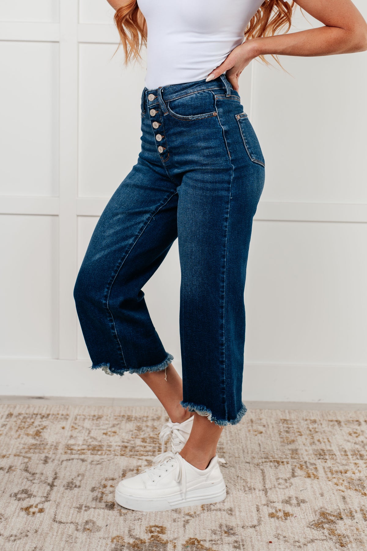 Janice High Rise Button Fly Wide Leg Crop Jeans - 12/4/2024