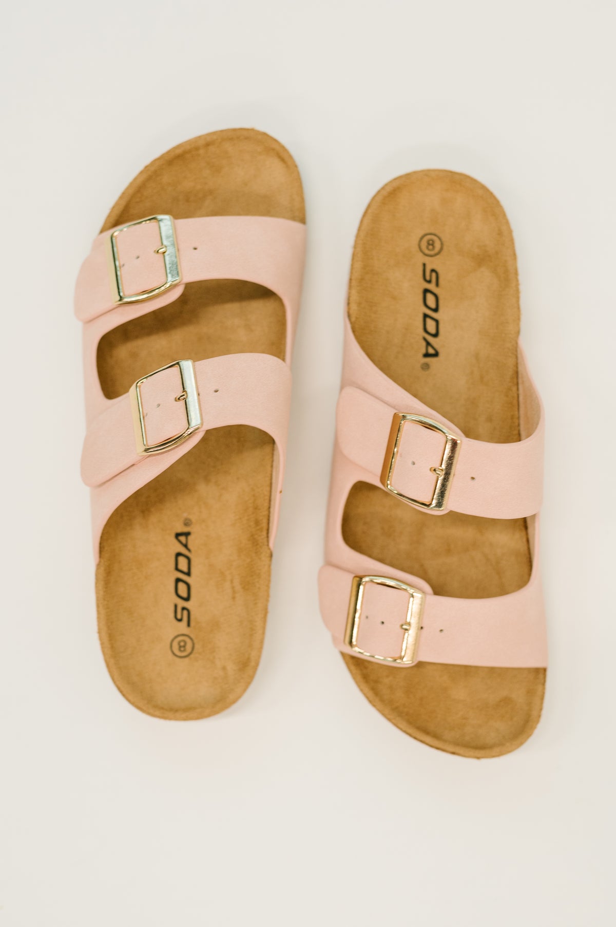 Jete Nubuck Double Buckle Slides in Blush - 1/20/2026