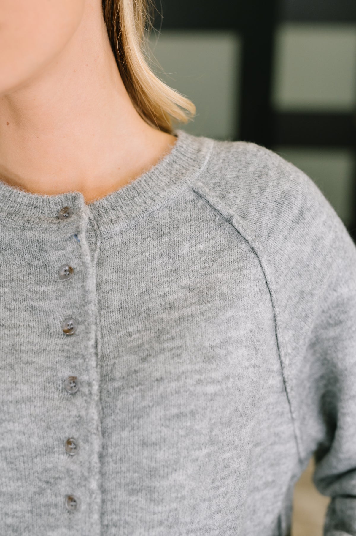 Just For Me Henley Brushed Pullover in Grey - 8/12/2026