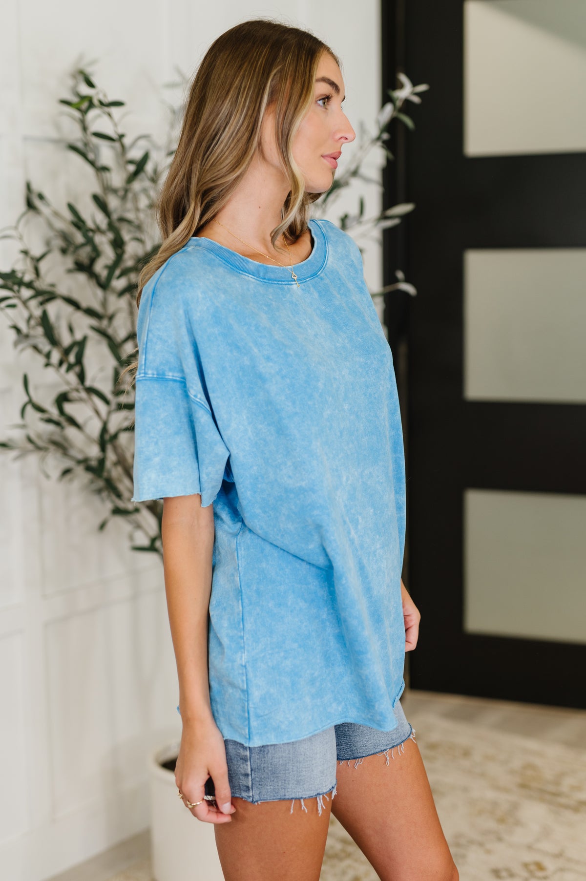 Just My Type Mineral Wash Relaxed Top in Deep Sky - 7/9/2025