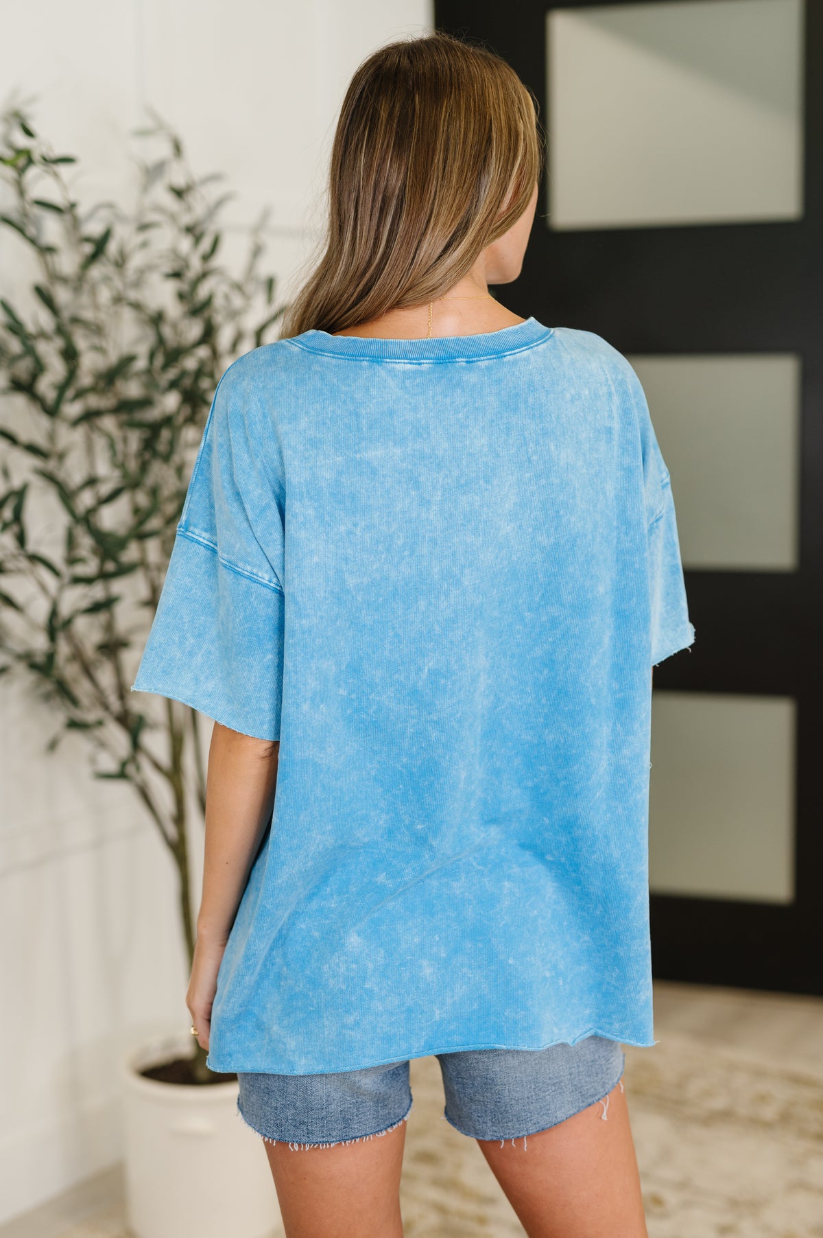 Just My Type Mineral Wash Relaxed Top in Deep Sky - 7/9/2025
