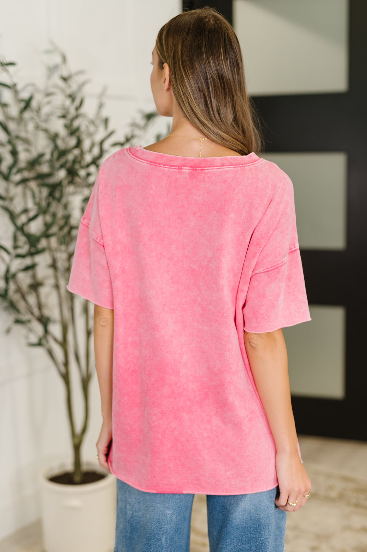 Just My Type Mineral Wash Relaxed Top in Fuchsia - 7/9/2025
