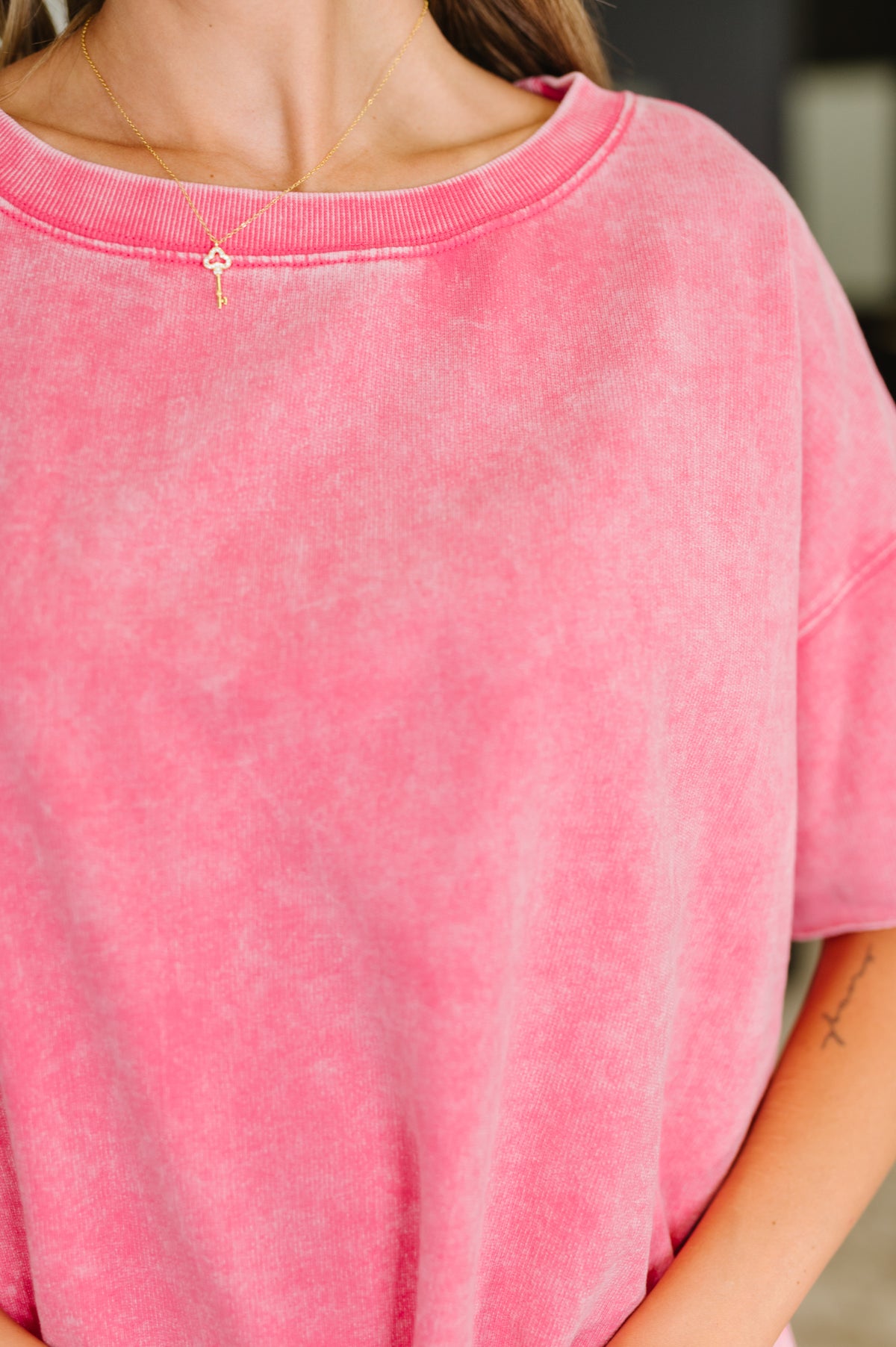 Just My Type Mineral Wash Relaxed Top in Fuchsia - 7/9/2025