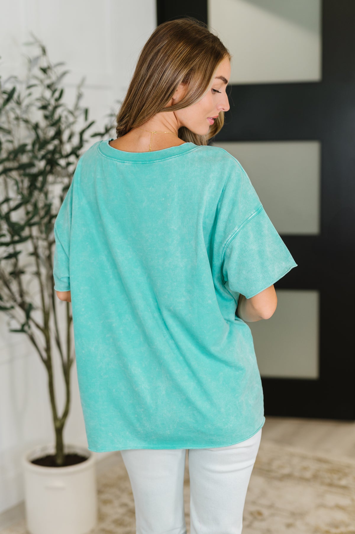Just My Type Mineral Wash Relaxed Top in Turquoise - 7/9/2025