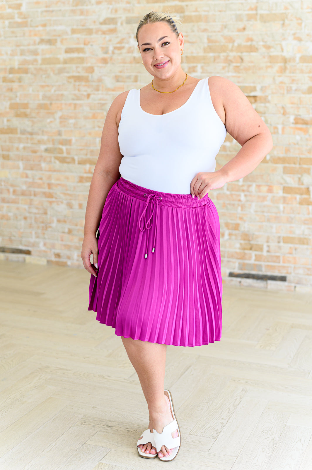 Just a Flirt Pleated Skirt in Magenta - 6/12/2024