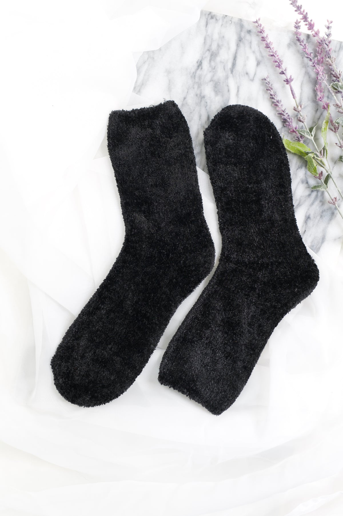 Soft Form Luxury Chenille Socks in Black - 11/13/2026
