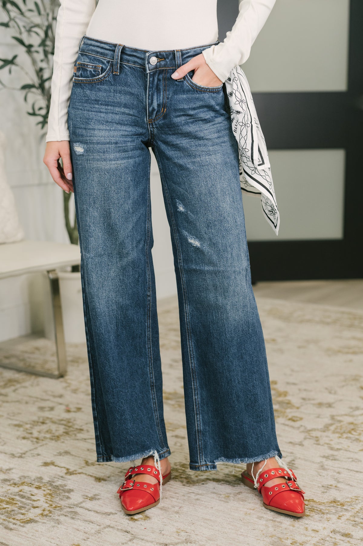 Kaiya Low Rise Wilhelmina Baggy Jean with Bandana Loop - 10/14/2026