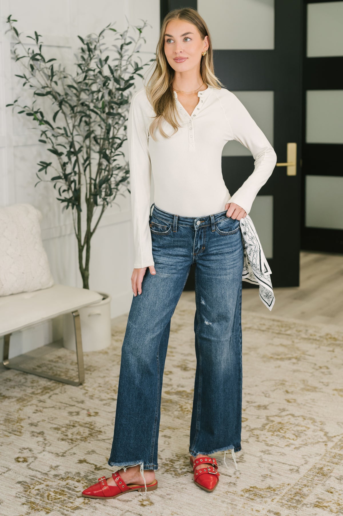Kaiya Low Rise Wilhelmina Baggy Jean with Bandana Loop - 10/14/2026