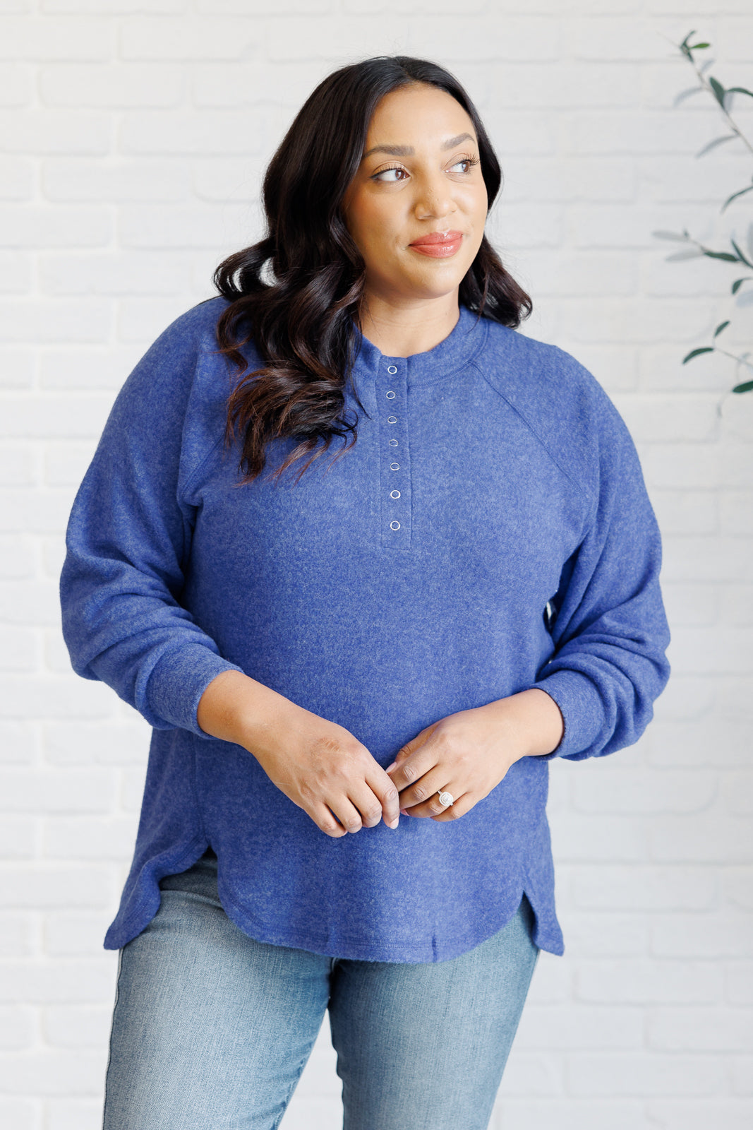 Keeping it Real Brushed Melange Hacci Long Sleeve Tee in Bright Blue - 11/20/2024