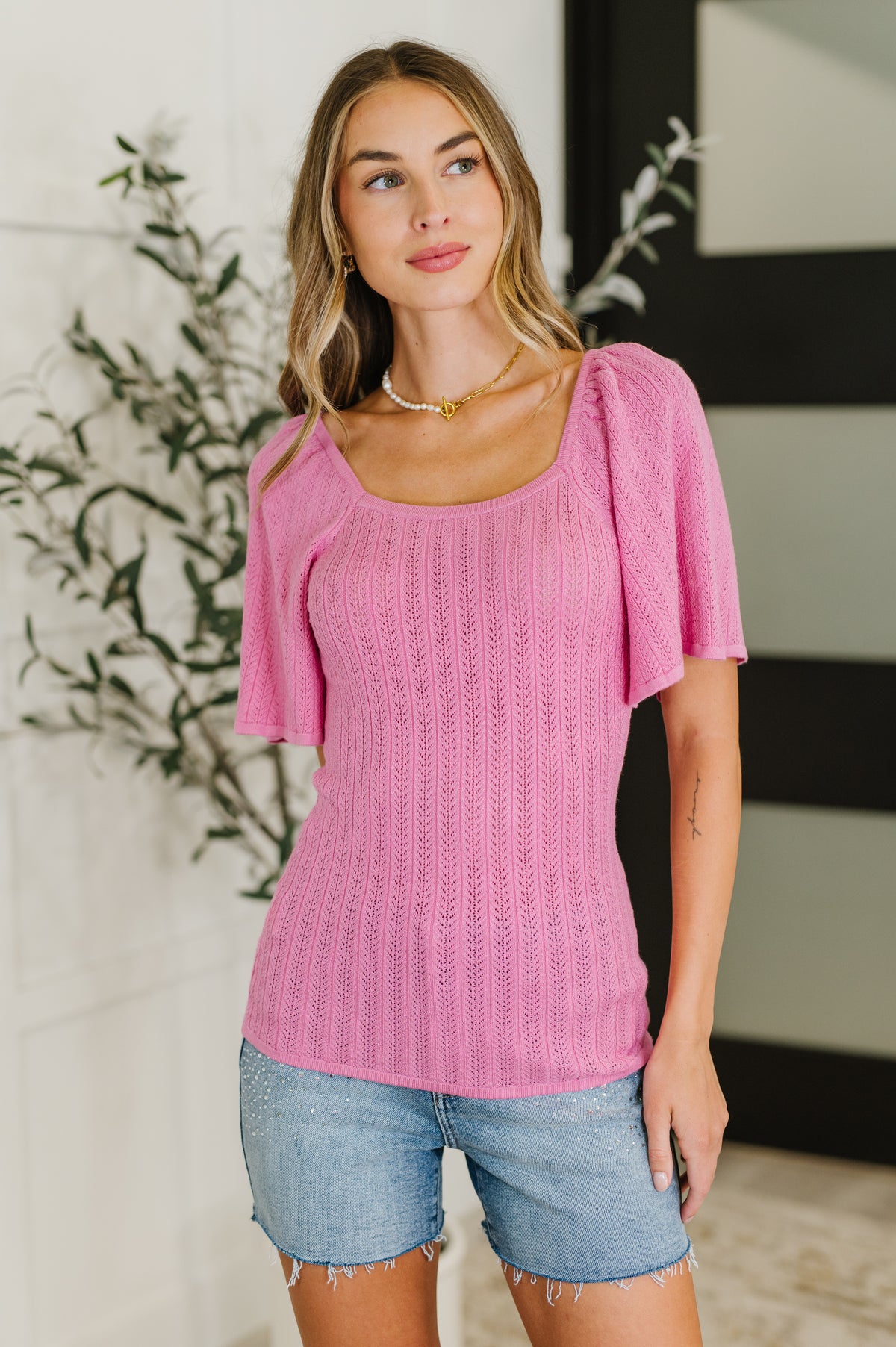 PREORDER: Kimono Sleeve Knit Blouse in Fuchsia - Ships in 2-3 weeks