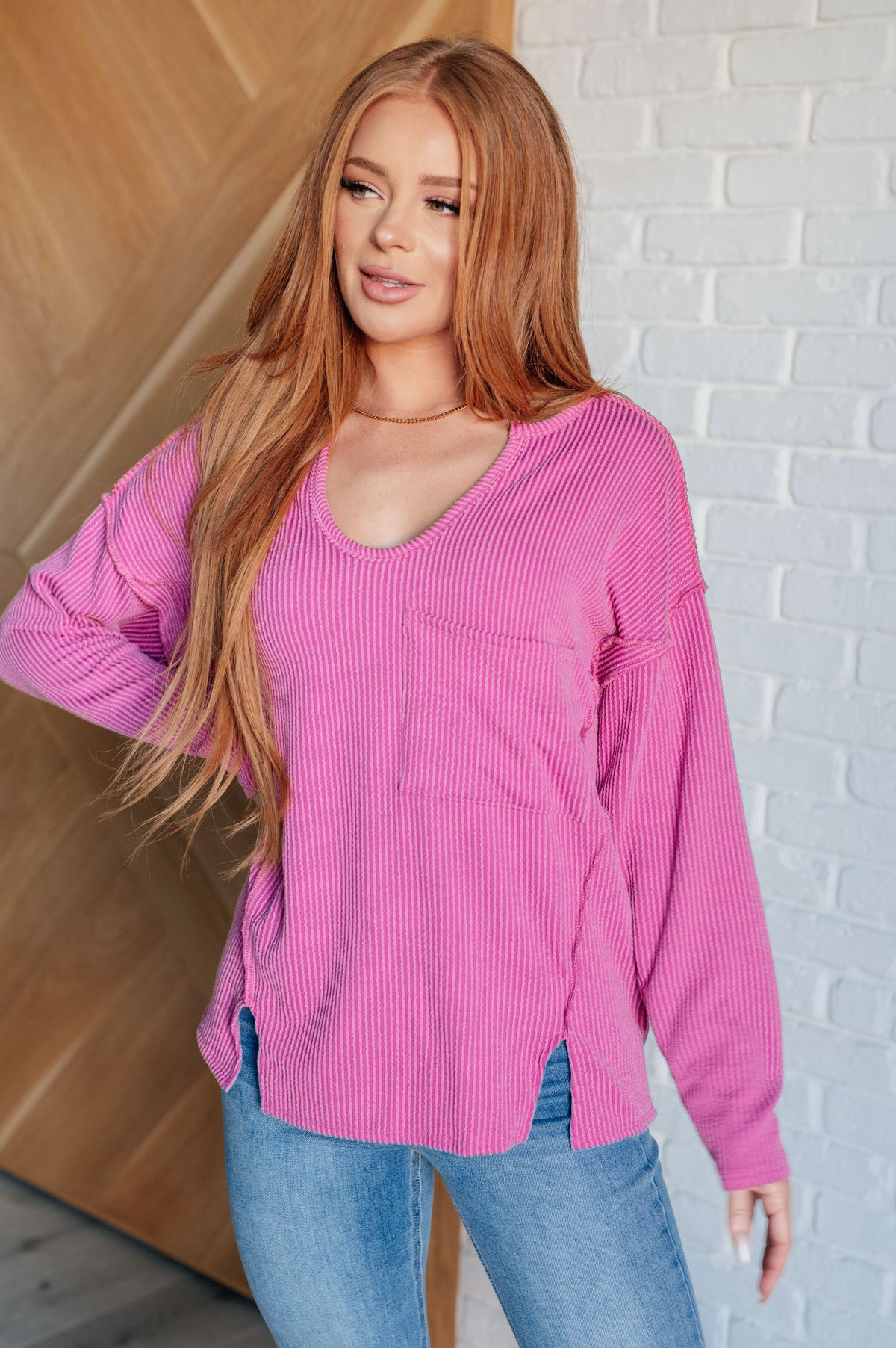 Kinda Sorta Ribbed Top in Magenta - 12/3/2024