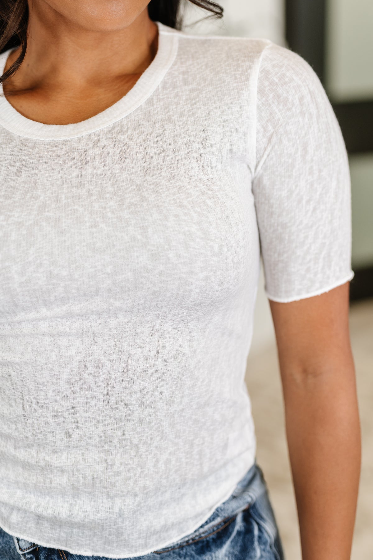 Knit Pick Basic Tee in Off White - 6/13/2025 NEW