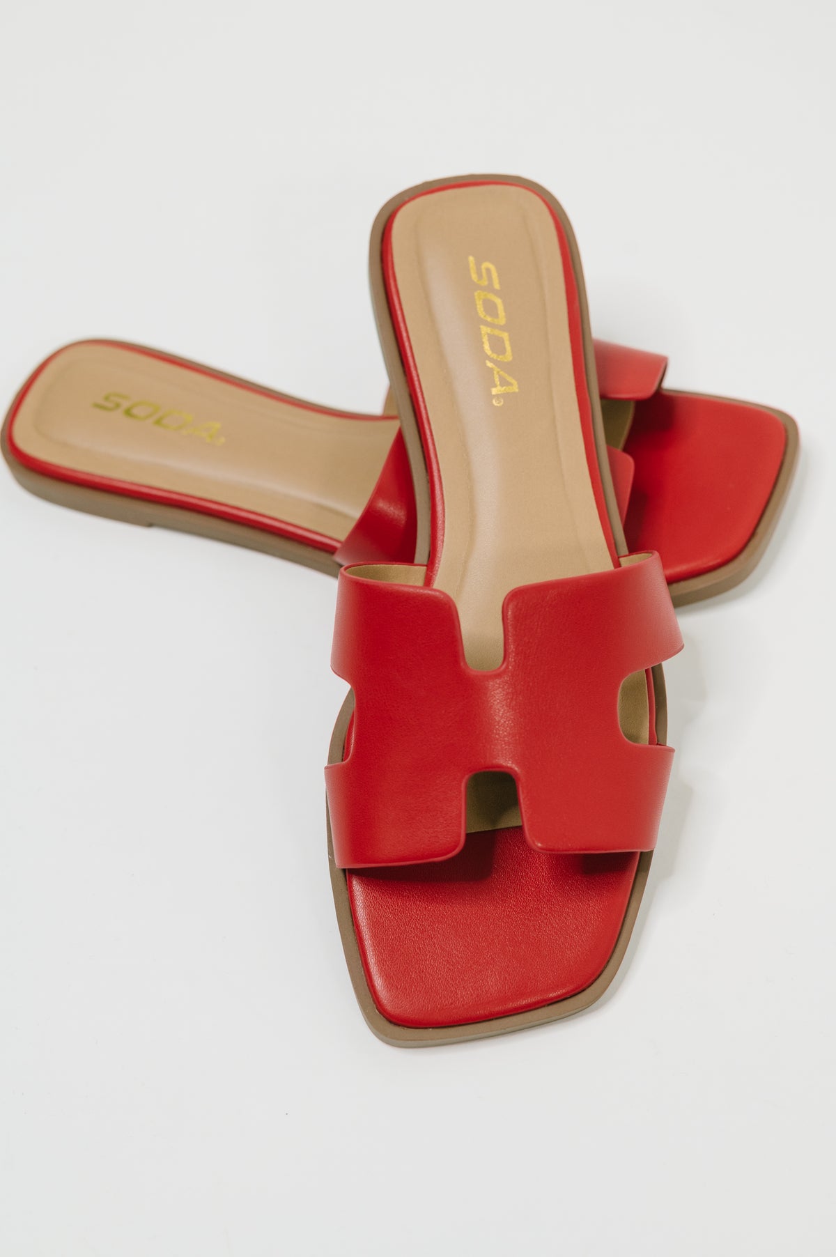Knit Square Toe Slip on Sandal in Red - 8/7/2026