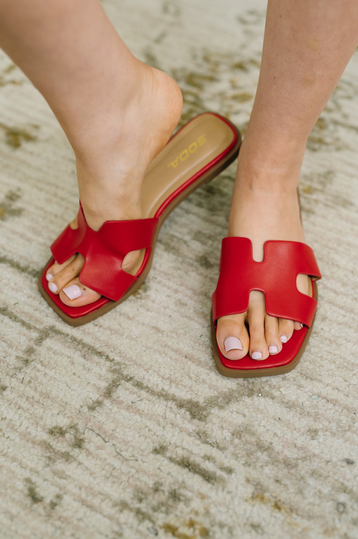 Knit Square Toe Slip on Sandal in Red - 8/7/2026