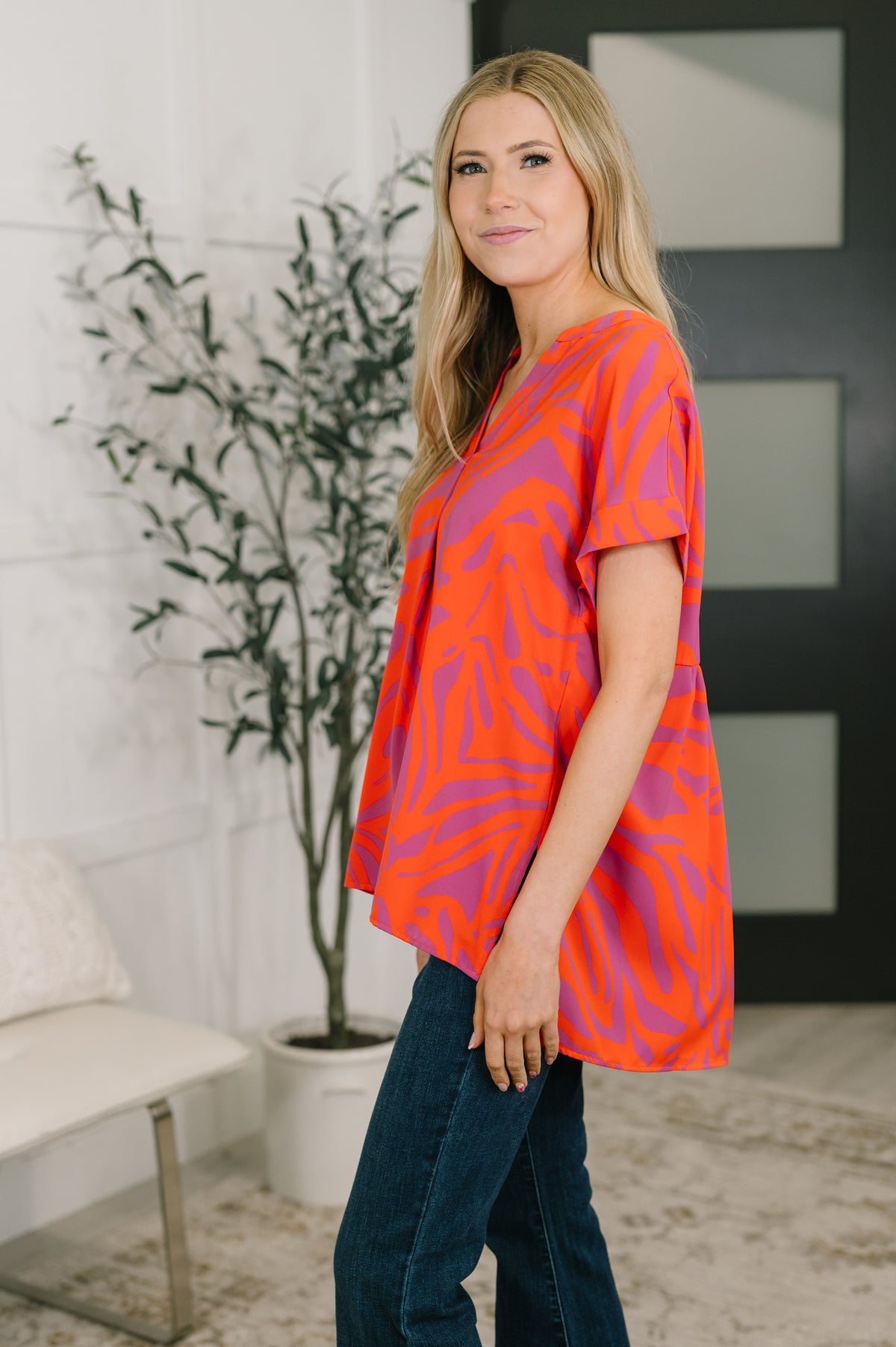 Know Me At All Abstract Split Neck Blouse - 3/31/2026