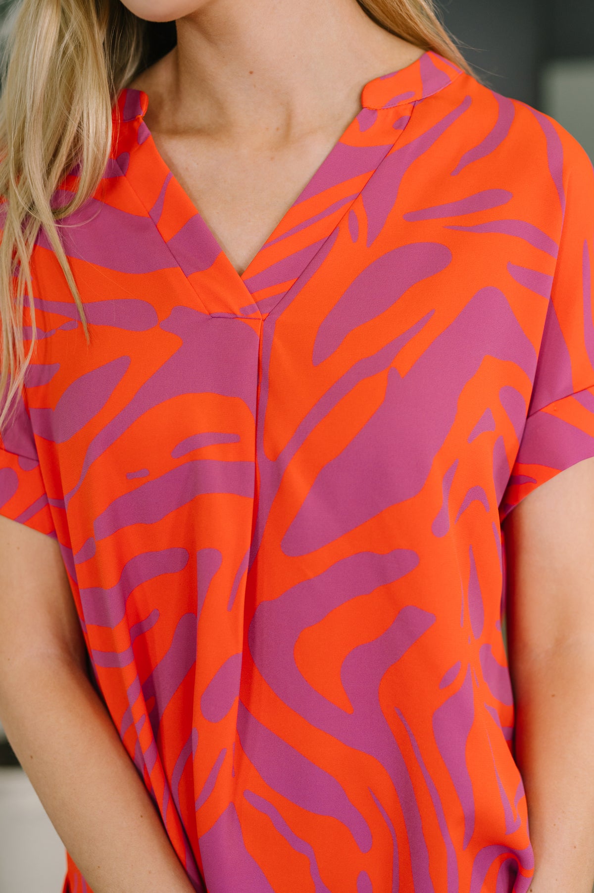 Know Me At All Abstract Split Neck Blouse - 3/31/2026