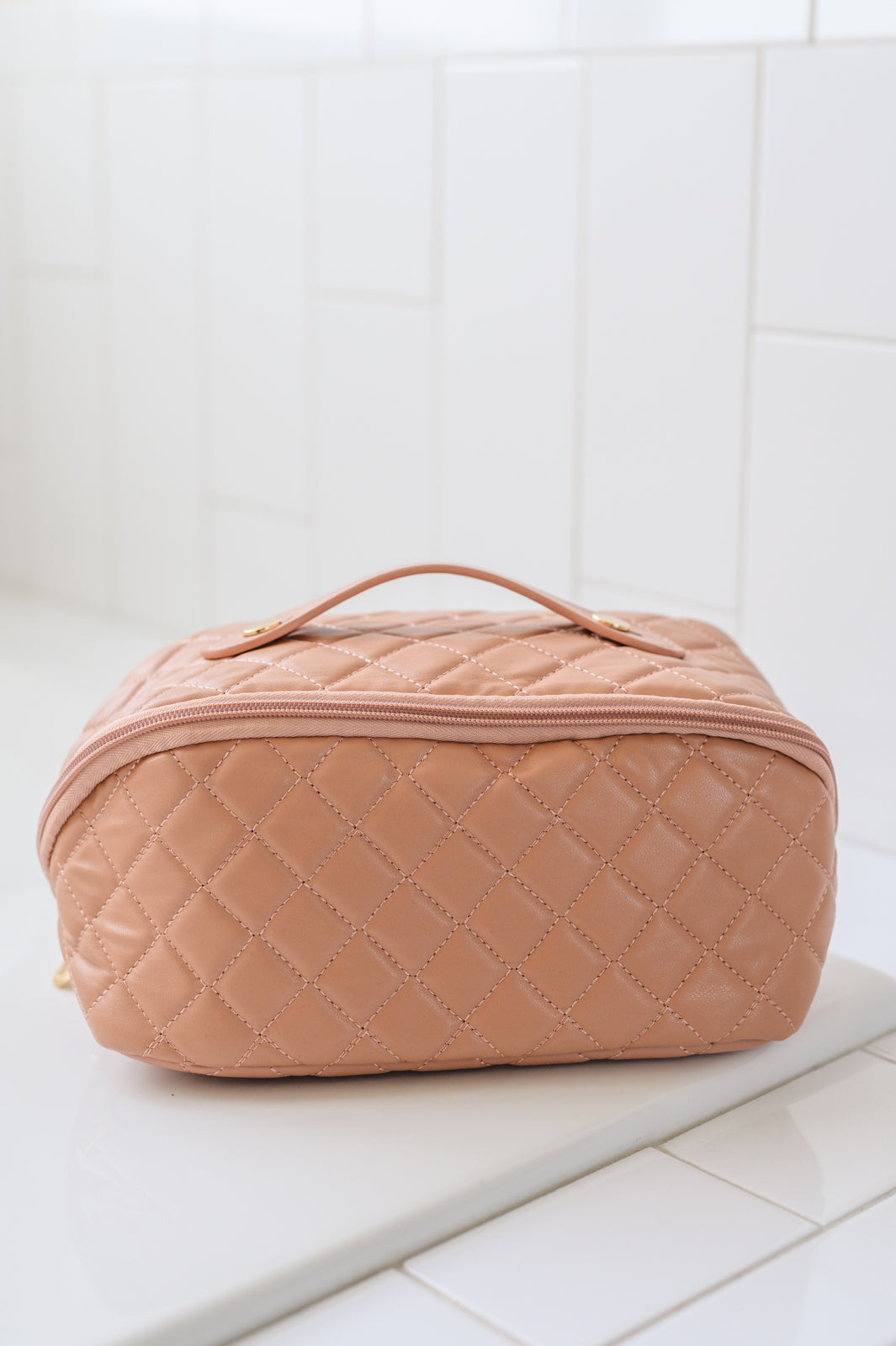 Large Capacity Quilted Makeup Bag in Pink - 10/27/2026