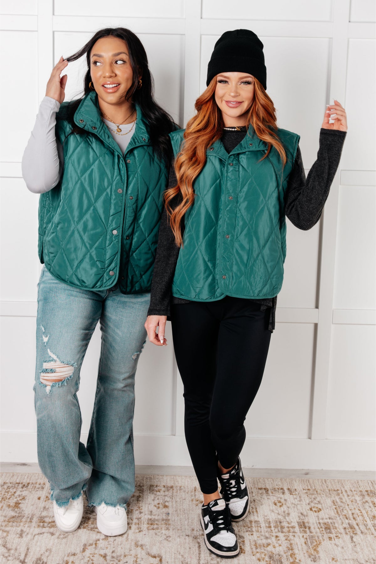 Layering Queen Quilted Puffer Vest in Hunter Green - 1/28/2025