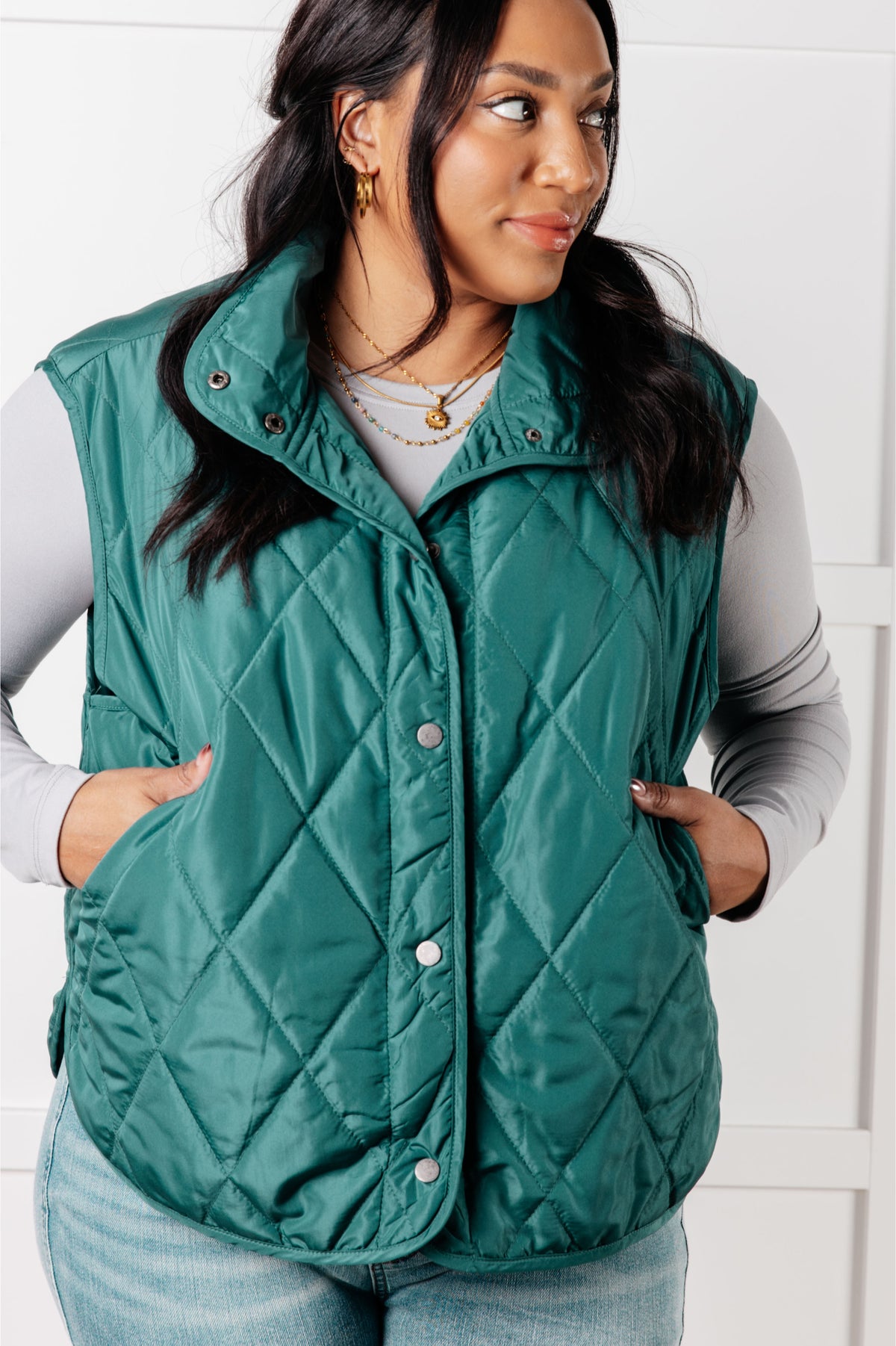 Layering Queen Quilted Puffer Vest in Hunter Green - 1/28/2025