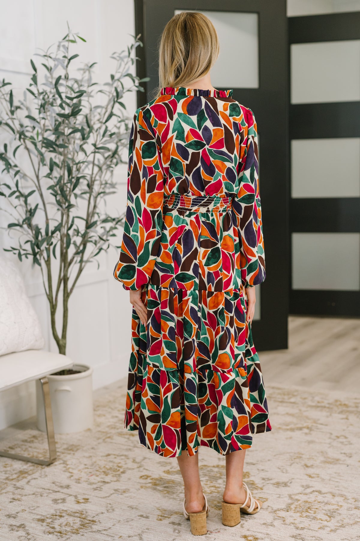 Leafing it All Behind Long Sleeve Tiered Dress - 11/18/2025