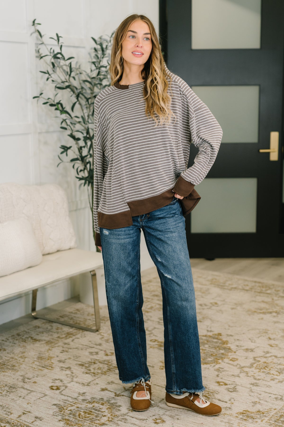 Leafy Breeze Relaxed Sweater Top - 10/23/2026