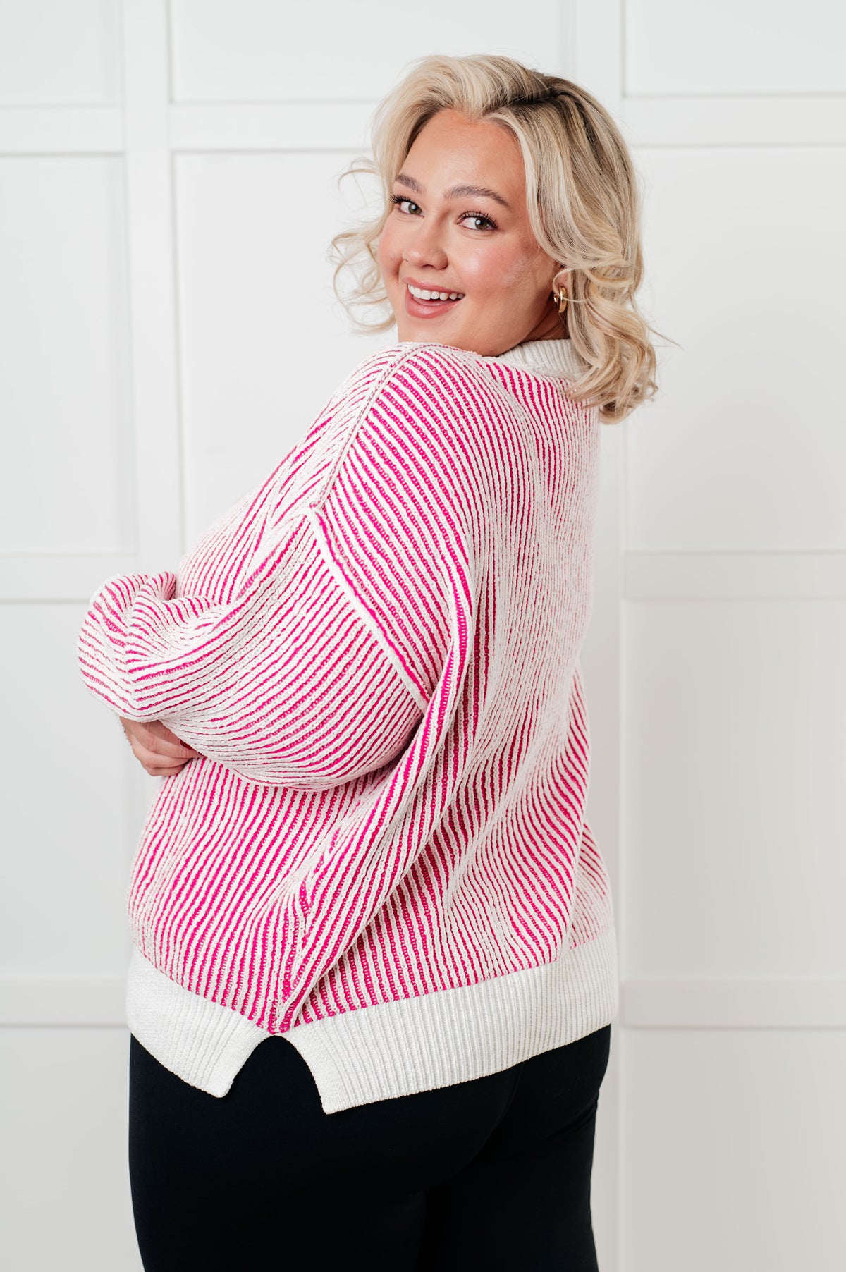 Least High Maintenance Contrast Trim Sweater in Pink - 12/17/2024