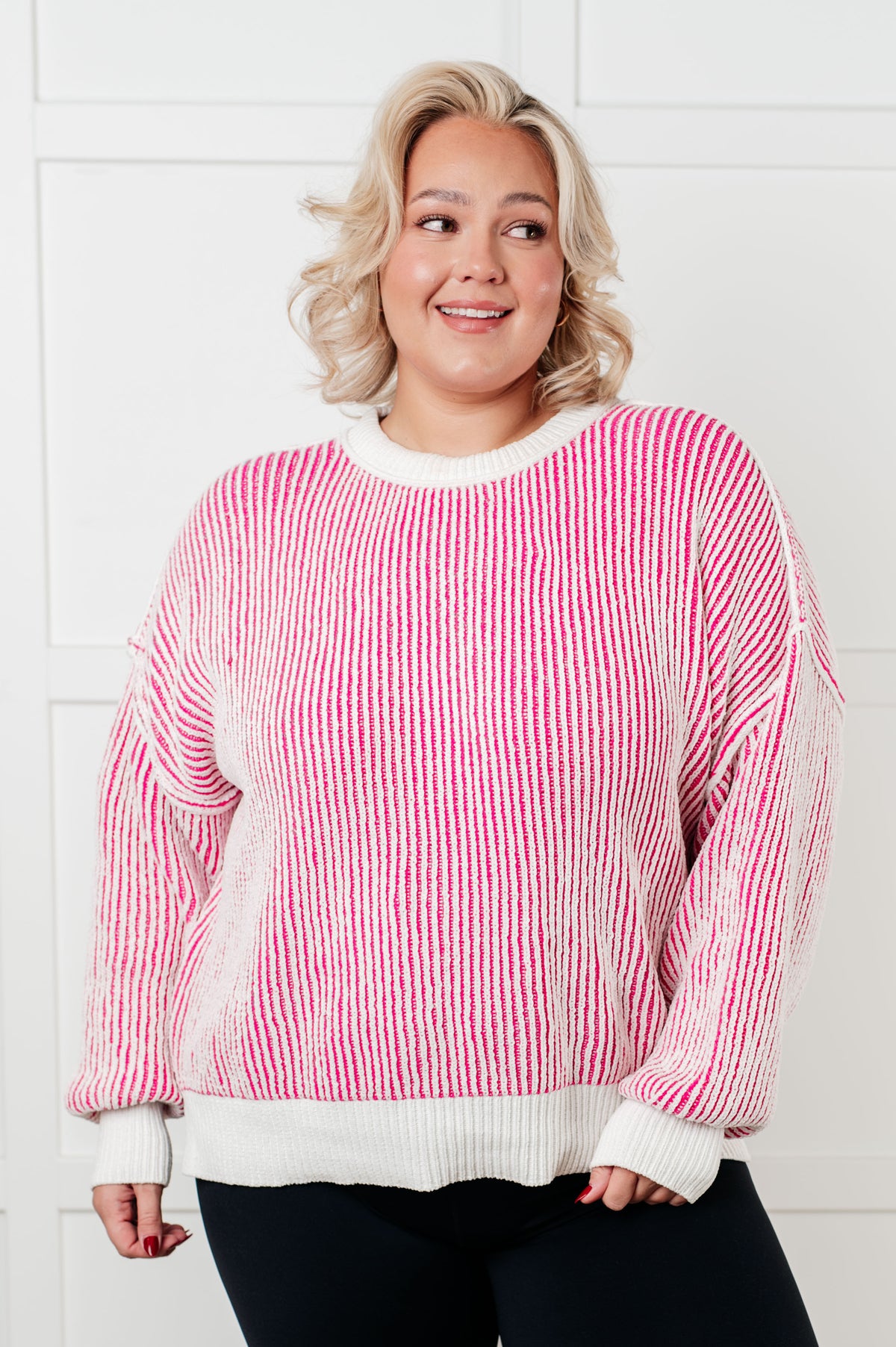 Least High Maintenance Contrast Trim Sweater in Pink - 12/17/2024