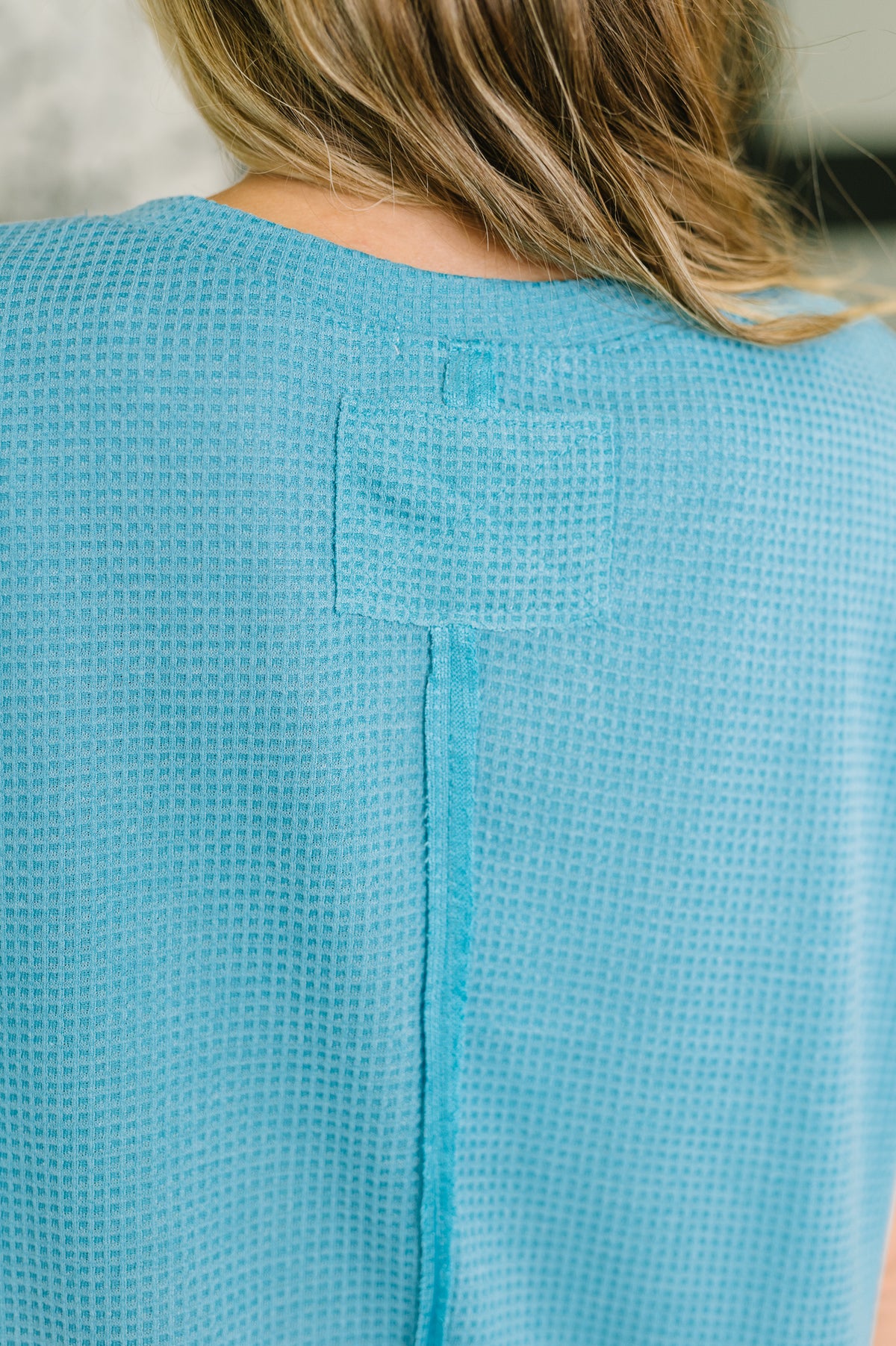 Leave It to Me Waffle Knit Relaxed Tee in Teal - 6/30/2026