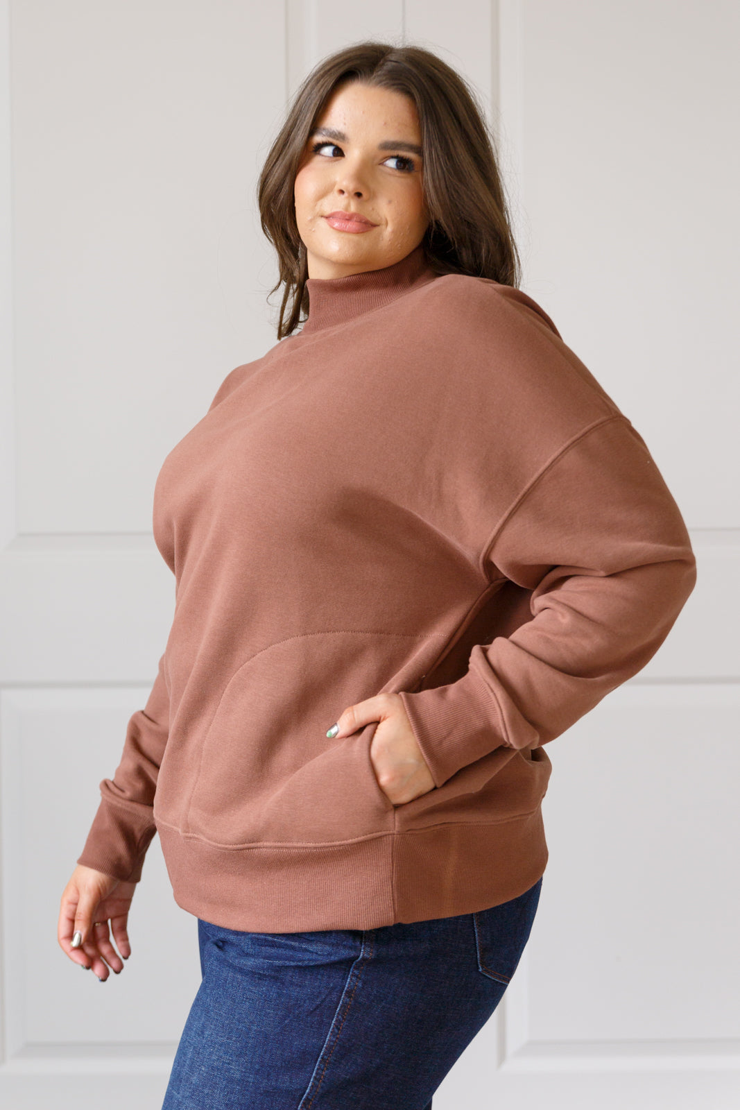 Make No Mistake Mock Neck Pullover in Cocoa - 9/25/2025