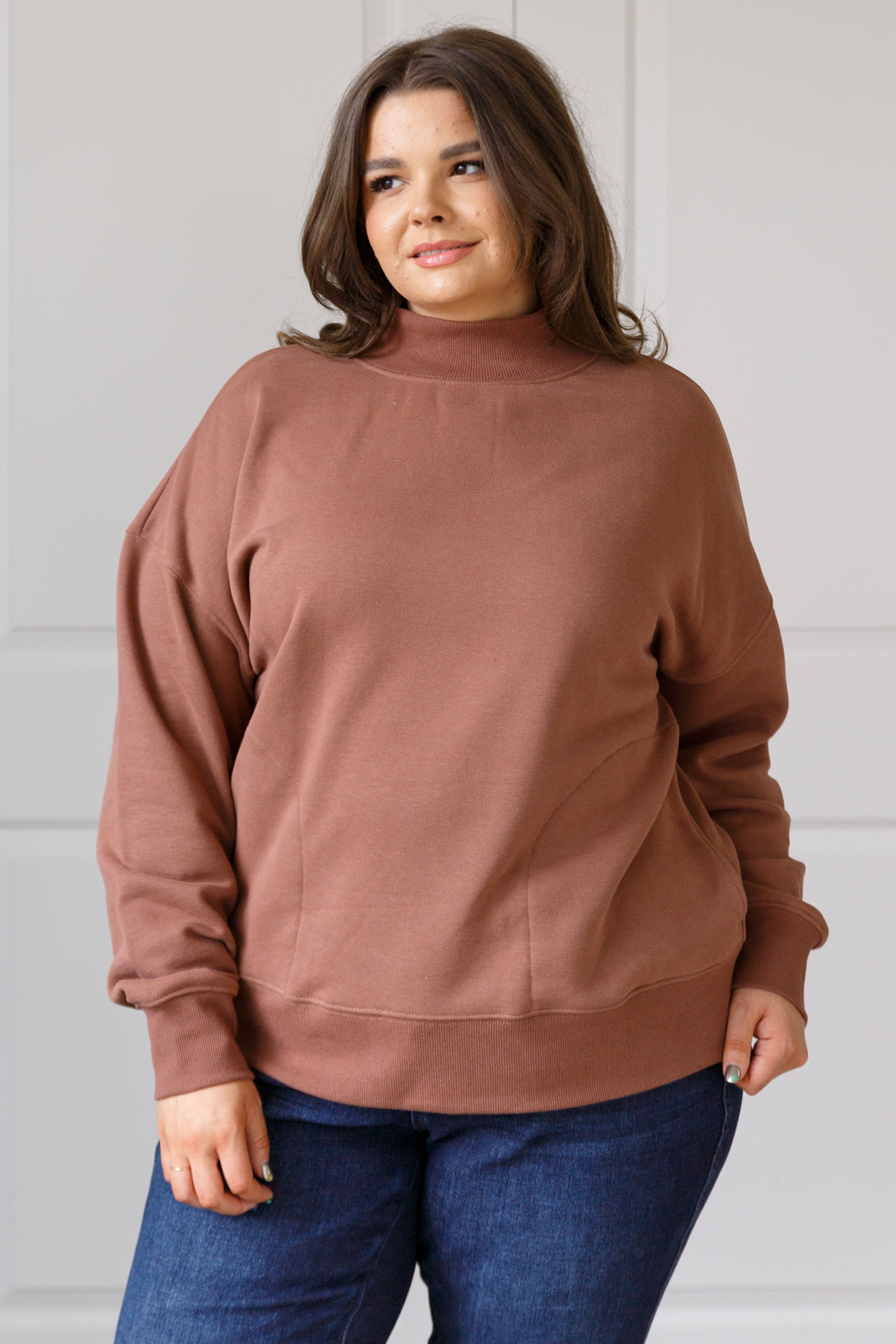 Make No Mistake Mock Neck Pullover in Cocoa - 9/25/2025